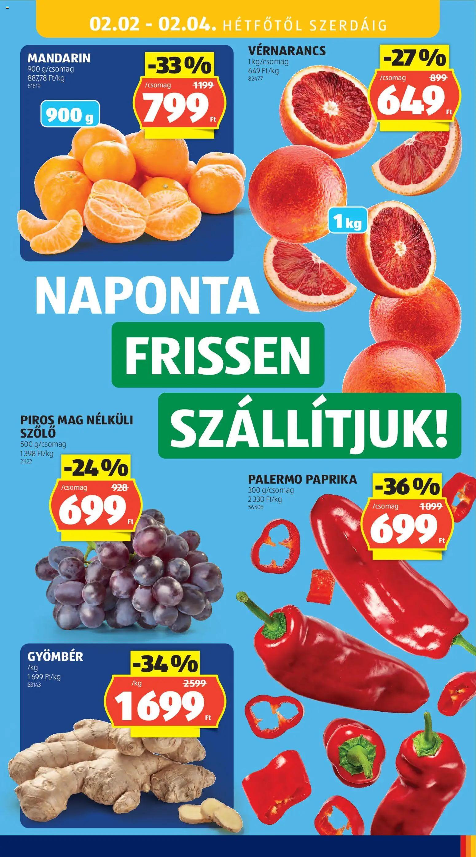 Aldi akciós ujság - amely érvényes a következő dátumtól: 29.01.2026 | Oldal: 25 | Termékek: Szőlő, Gyömbér, Mandarin