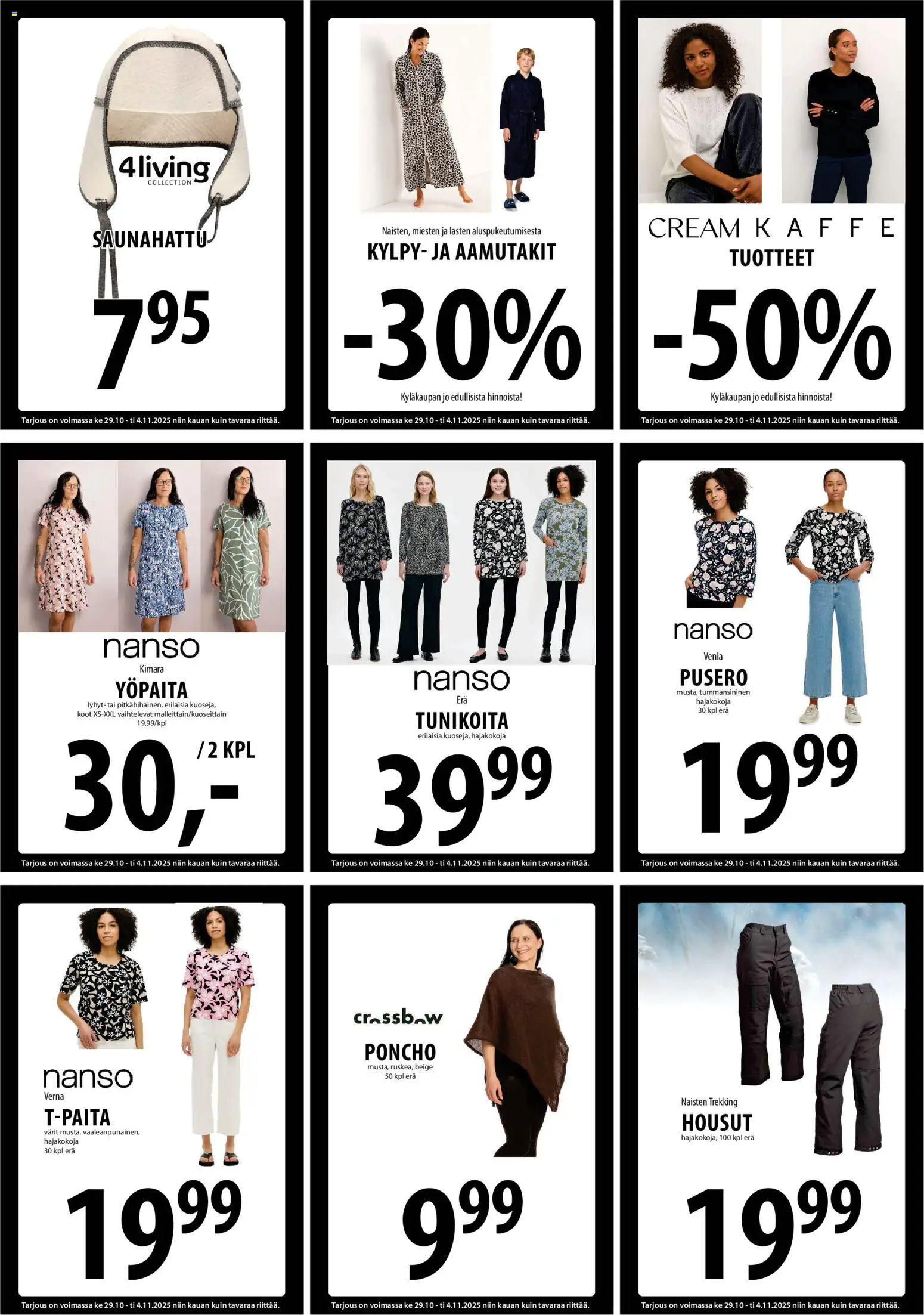 Tuuri tarjoukset – voimassa 29.10.2025 alkaen | Sivu: 18 | Tuotteet: Kylpy, Pusero, Housut, Poncho