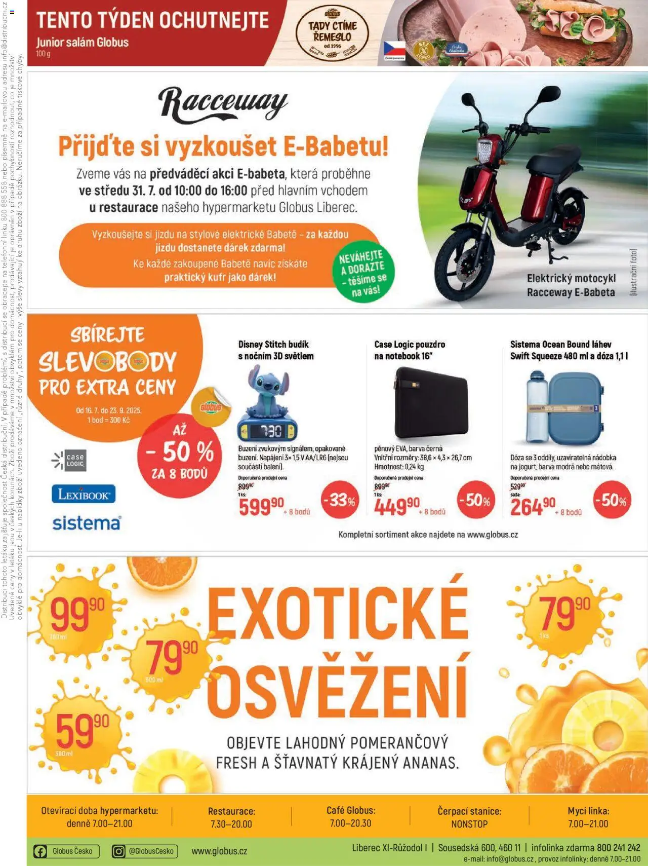 Globus leták - Liberec od 23.07.2025 | Strana: 40 | Produkty: Salám, Kufr, Budík, Stitch