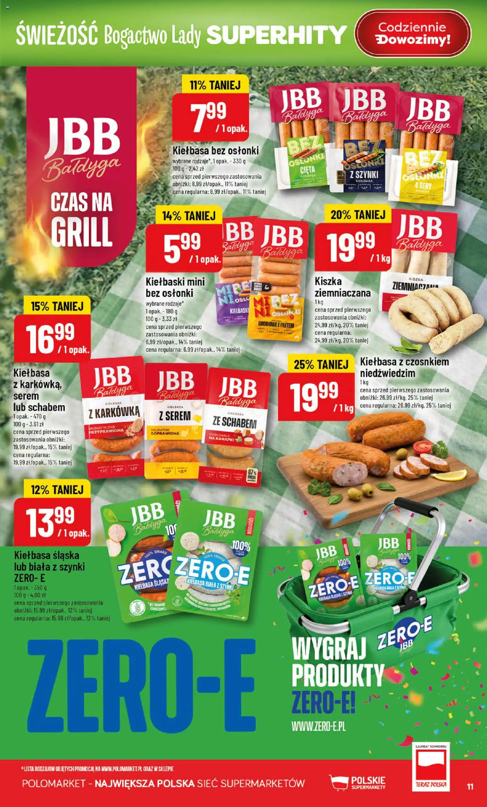 POLOmarket gazetka od 15.04.2026 | Strona: 11 | Produkty: Grill, Kiełbaski, Kiełbasa biała z szynki, Sery
