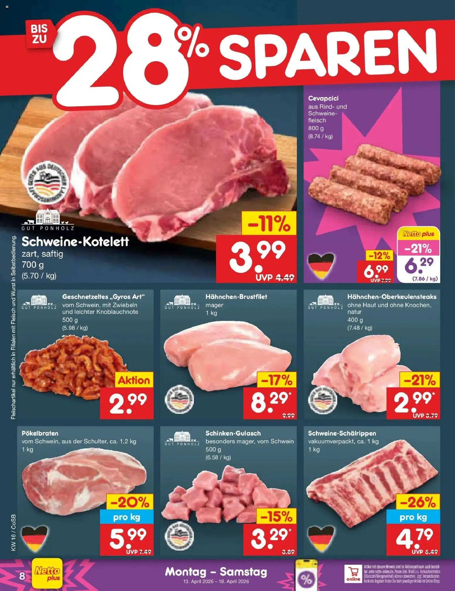 Netto Marken-Discount Prospekt Bitterfeld-Wolfen	 – gültig ab 13.04.2026 | Seite: 10 | Produkte: Cevapcici, Zwiebeln, Wurst, Fleisch