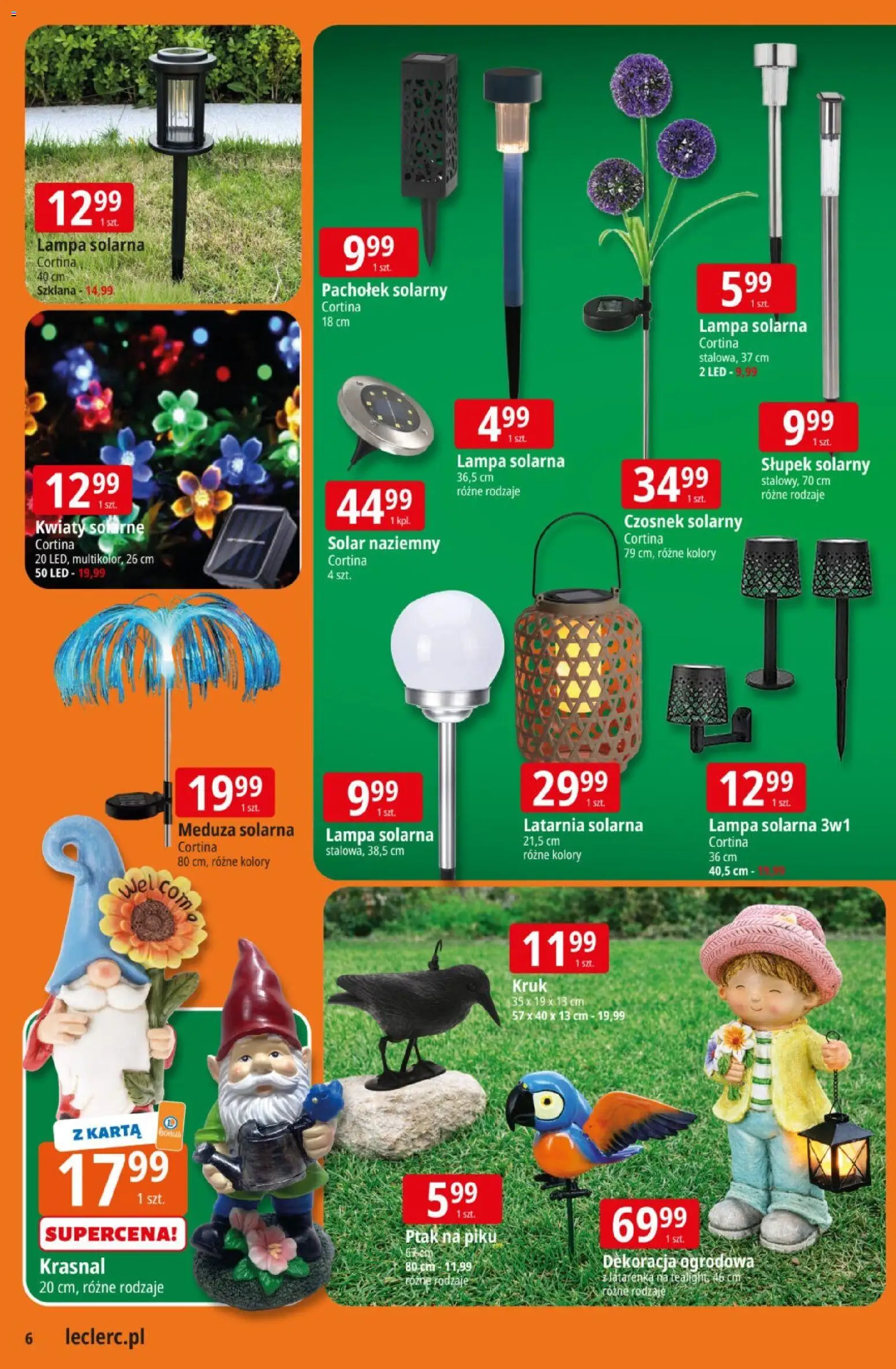E.Leclerc gazetka od 10.03.2026 | Strona: 6 | Produkty: Czosnek, Karta, Lampa solarna, Lampa