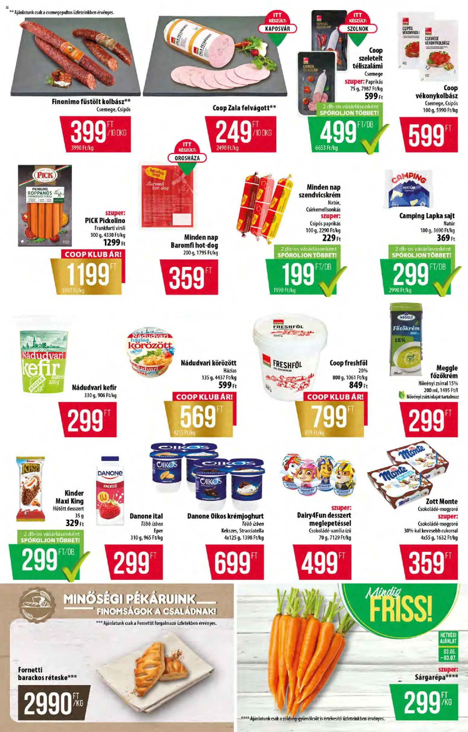 COOP akciós ujság - amely érvényes a következő dátumtól: 05.03.2026 | Oldal: 2 | Termékek: Virsli, Kefir, Sajt, Felvágott