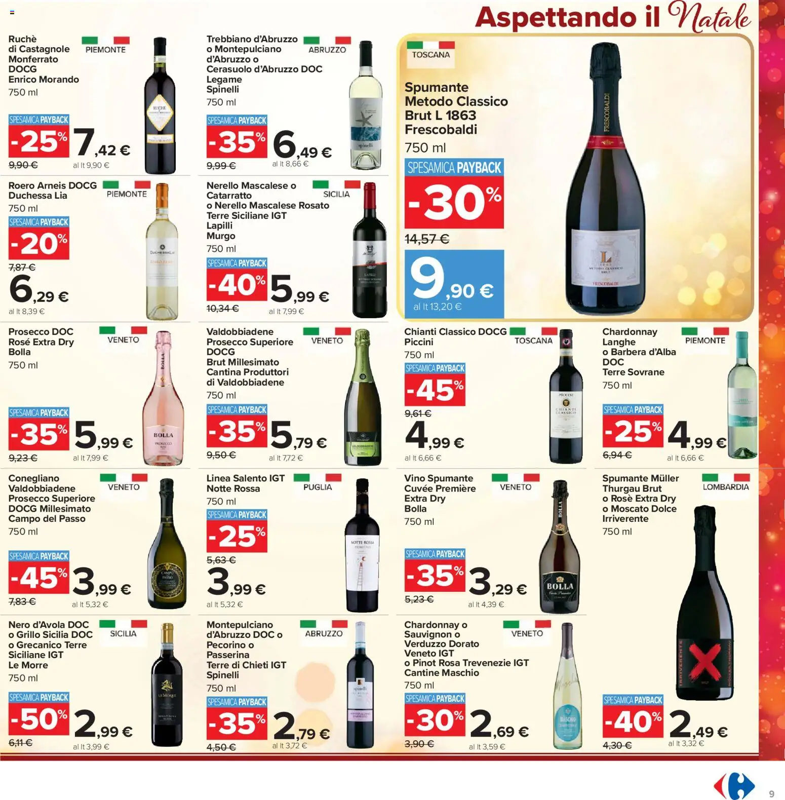 Volantino Carrefour del 17.11.2025 | Pagina: 9 | Prodotti: Prosecco, Vino, Spumante, Pecorino