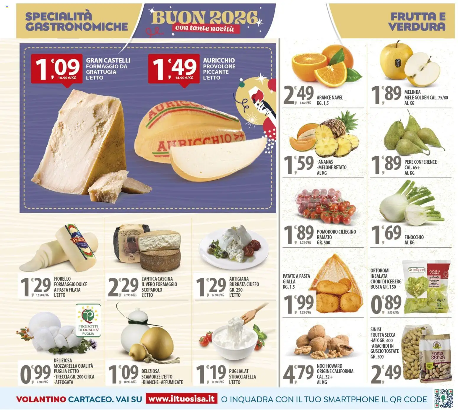 Volantino SISA del 27.12.2025 | Pagina: 5 | Prodotti: Frutta, Mozzarella, Melone, Burrata