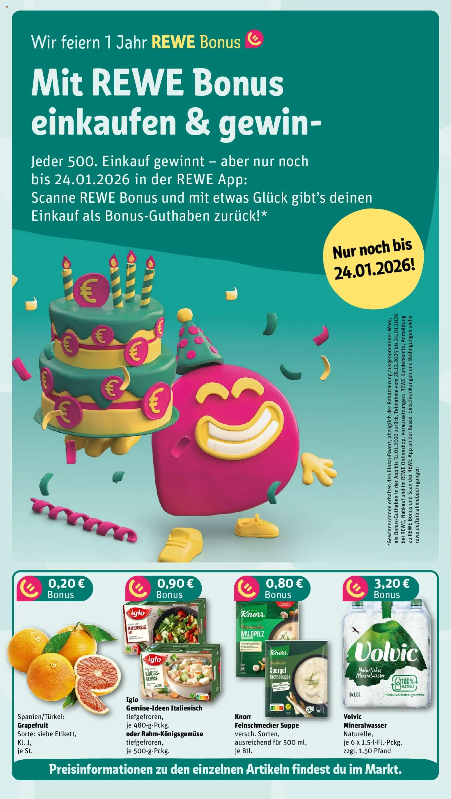 Rewe Prospekt 	 – gültig ab 19.01.2026 | Seite: 3 | Produkte: Spargel, Mineralwasser, Gemüse, Volvic
