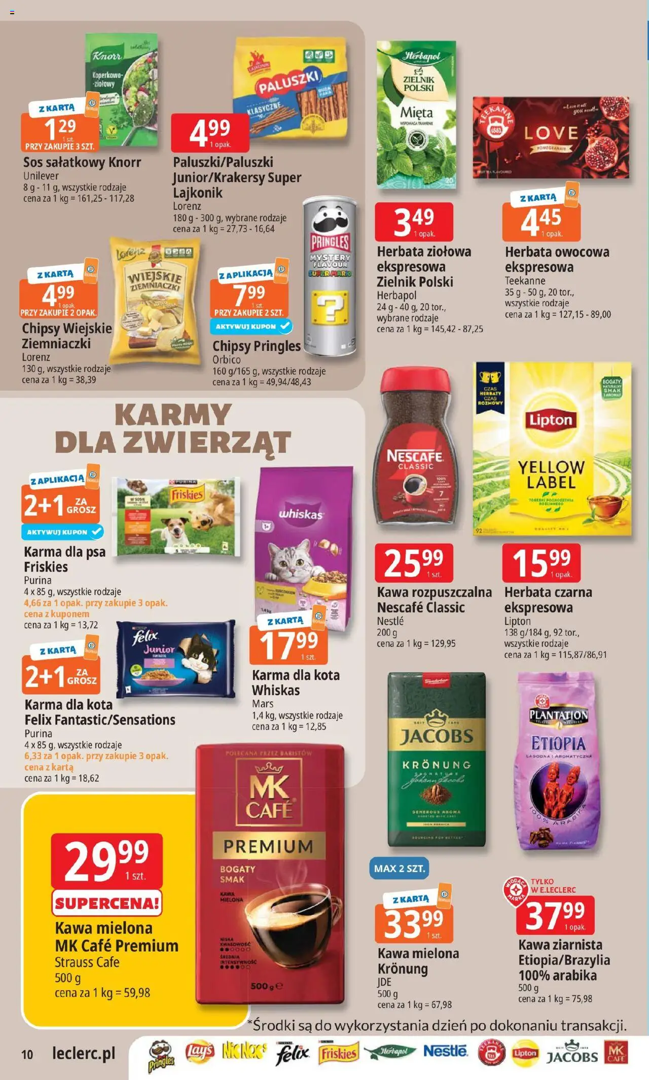 E.Leclerc Gazetka - Wrocław od 05.08.2025 | Strona: 10 | Produkty: Karta, Kawa ziarnista, Karma dla kota, Herbata