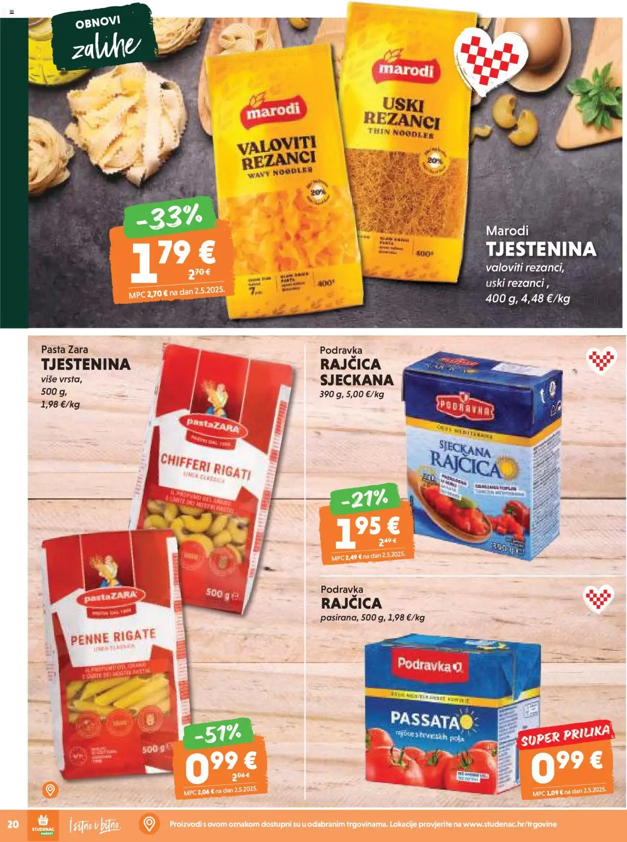 Studenac katalog | vrijedi od 08.10.2025 | Stranica: 20 | Proizvodi: Podravka, Rezanci, Tjestenina, Pasta