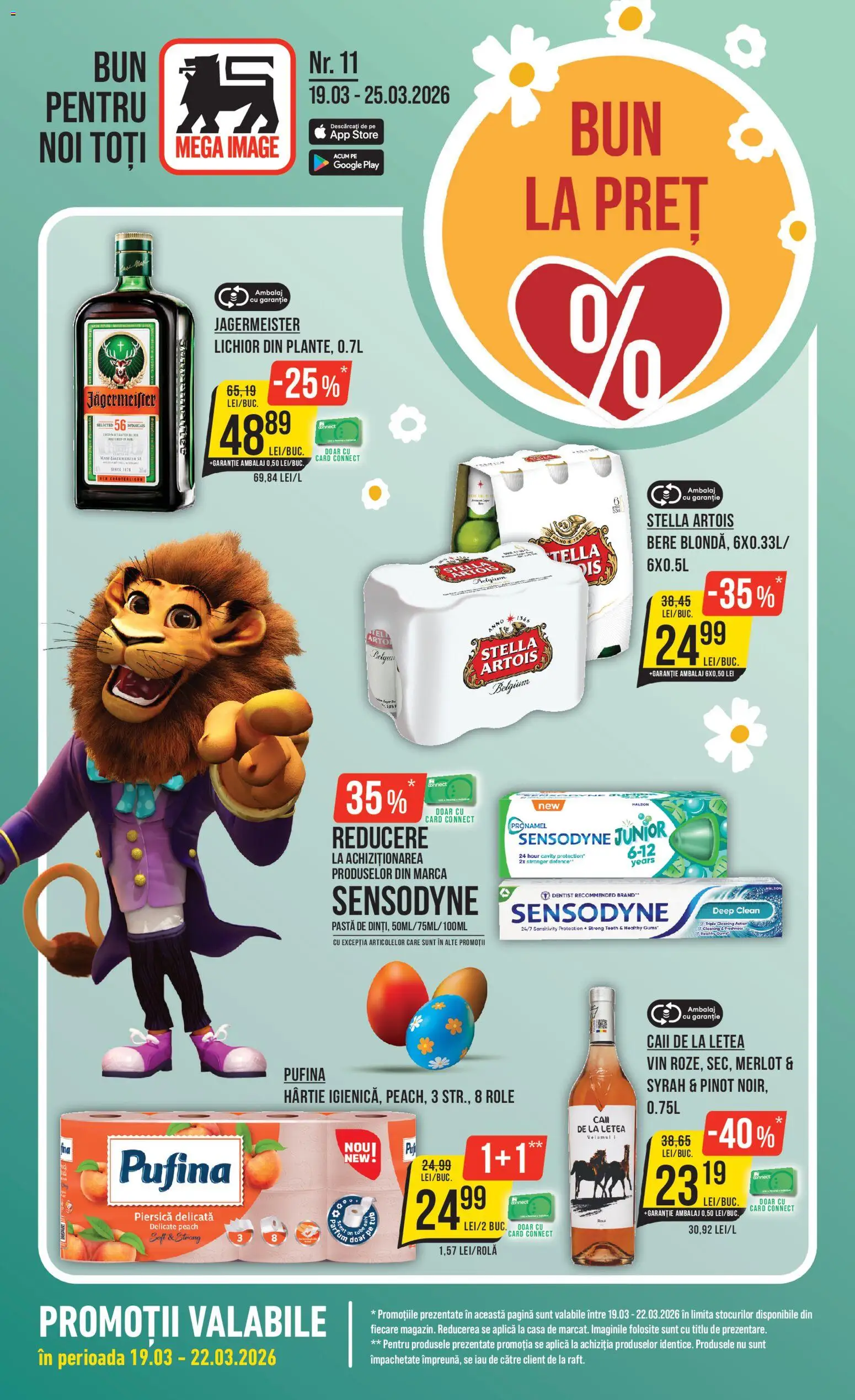 Noul catalog Mega Image Catalog – valabil de la 19.03.2026 | Pagină: 1 | Produse: Piersică, Pomelo, Role, Bancă