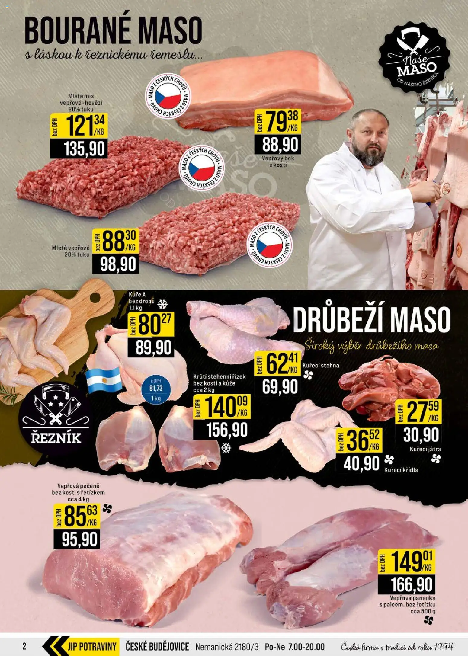 Jip leták - Cash & Carry od 02.01.2026 | Strana: 2 | Produkty: Vepřová pečeně, Vepřové maso, Kuře, Kuřecí stehna