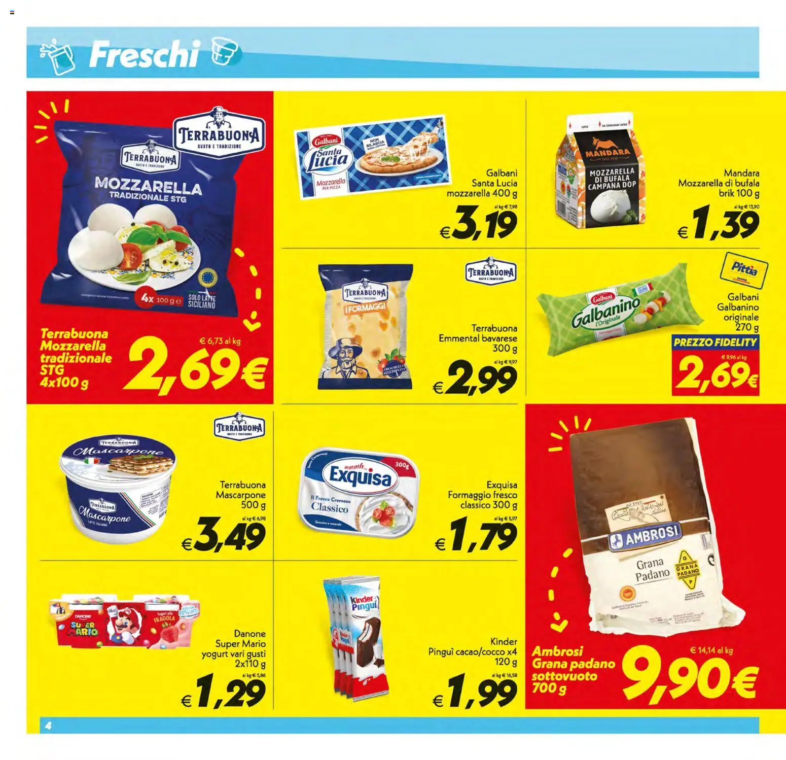 Volantino SuperConveniente del 03.02.2026 | Pagina: 4 | Prodotti: Pizza, Mozzarella, Grana Padano, Emmental
