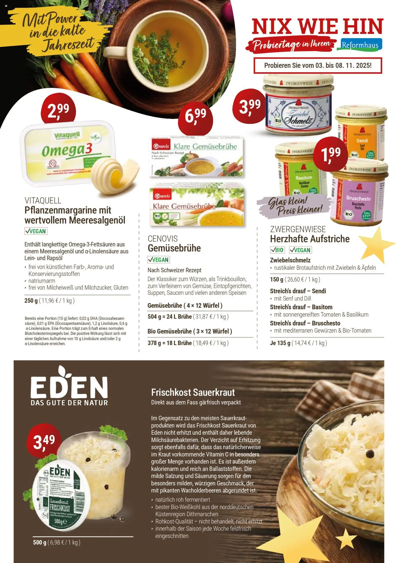 Reformhaus Bacher Prospekt 	 – gültig ab 01.11.2025 | Seite: 6 | Produkte: Rapsöl, Tomaten, Zwiebeln, Kraut