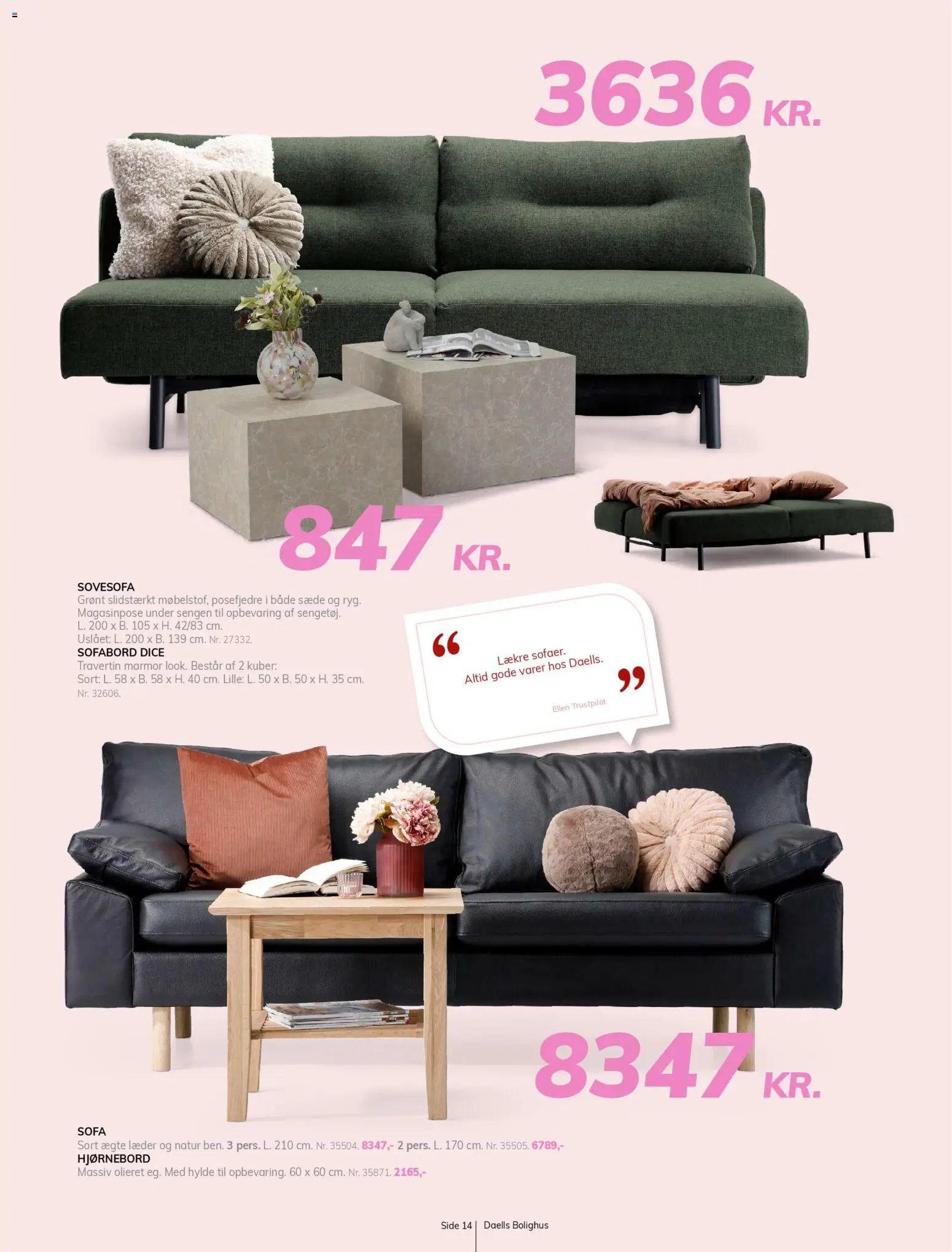 Daells Bolighus tilbudsavis – gyldig fra 21.11.2025 | Side: 14 | Produkter: Sofabord, Sofa, Hylde