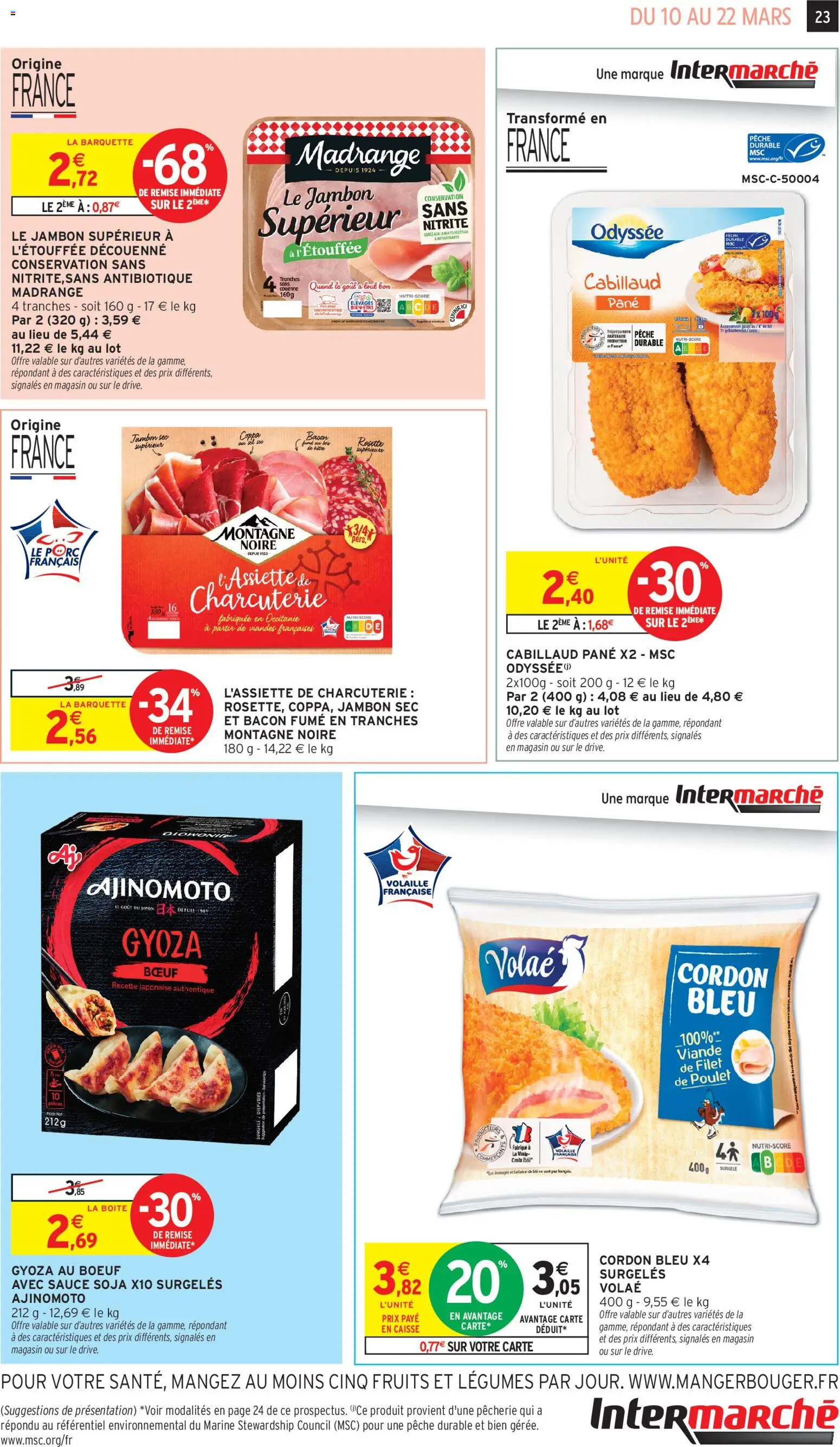 {H1} | Page: 23 | Produits: Pêche, Volaille, Jambon, Cordon bleu