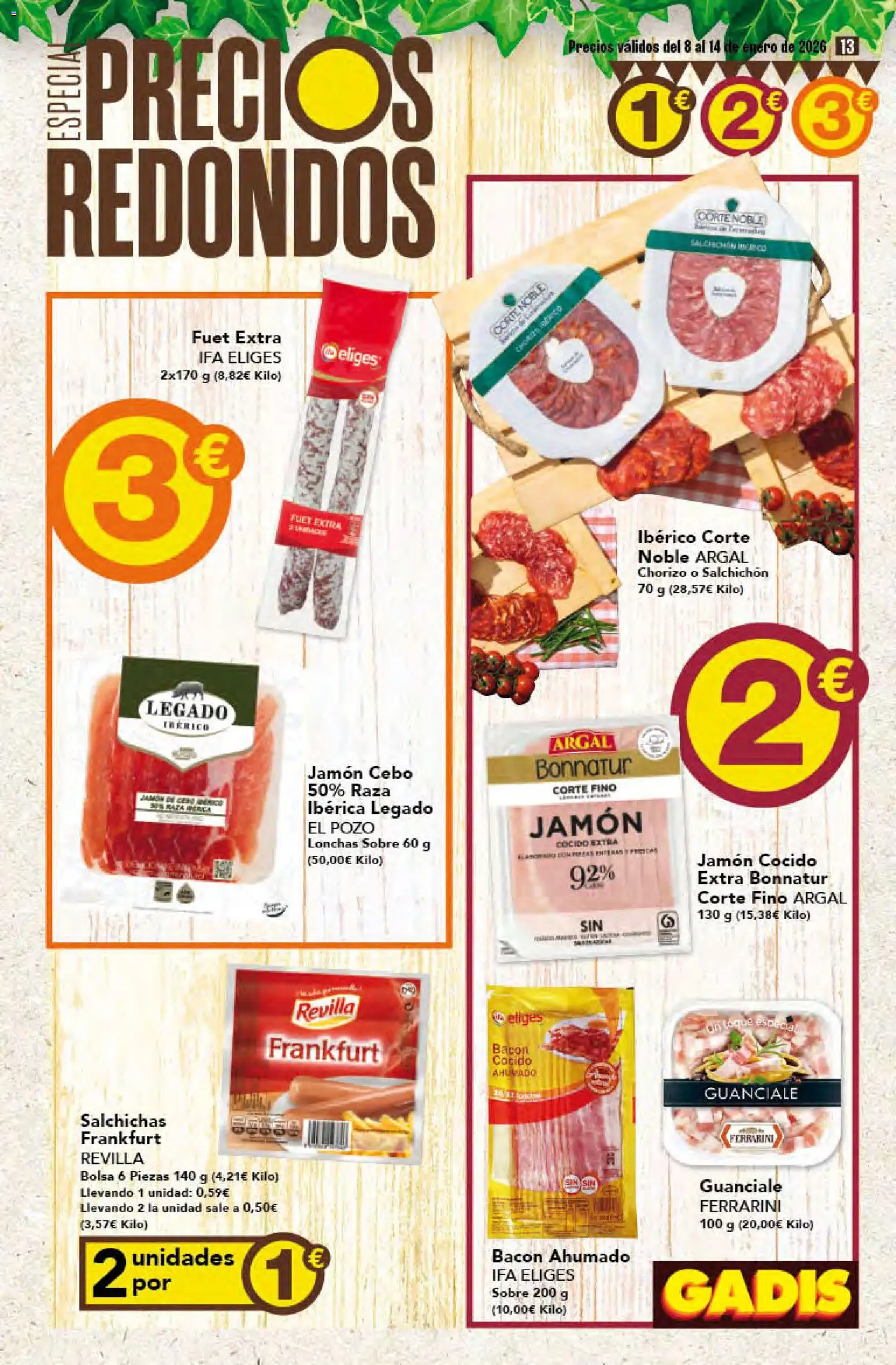 Gadis - folleto │ válido desde el 08.01.2026 | Página: 13 | Productos: Jamón, Jamón cocido, Bolsa