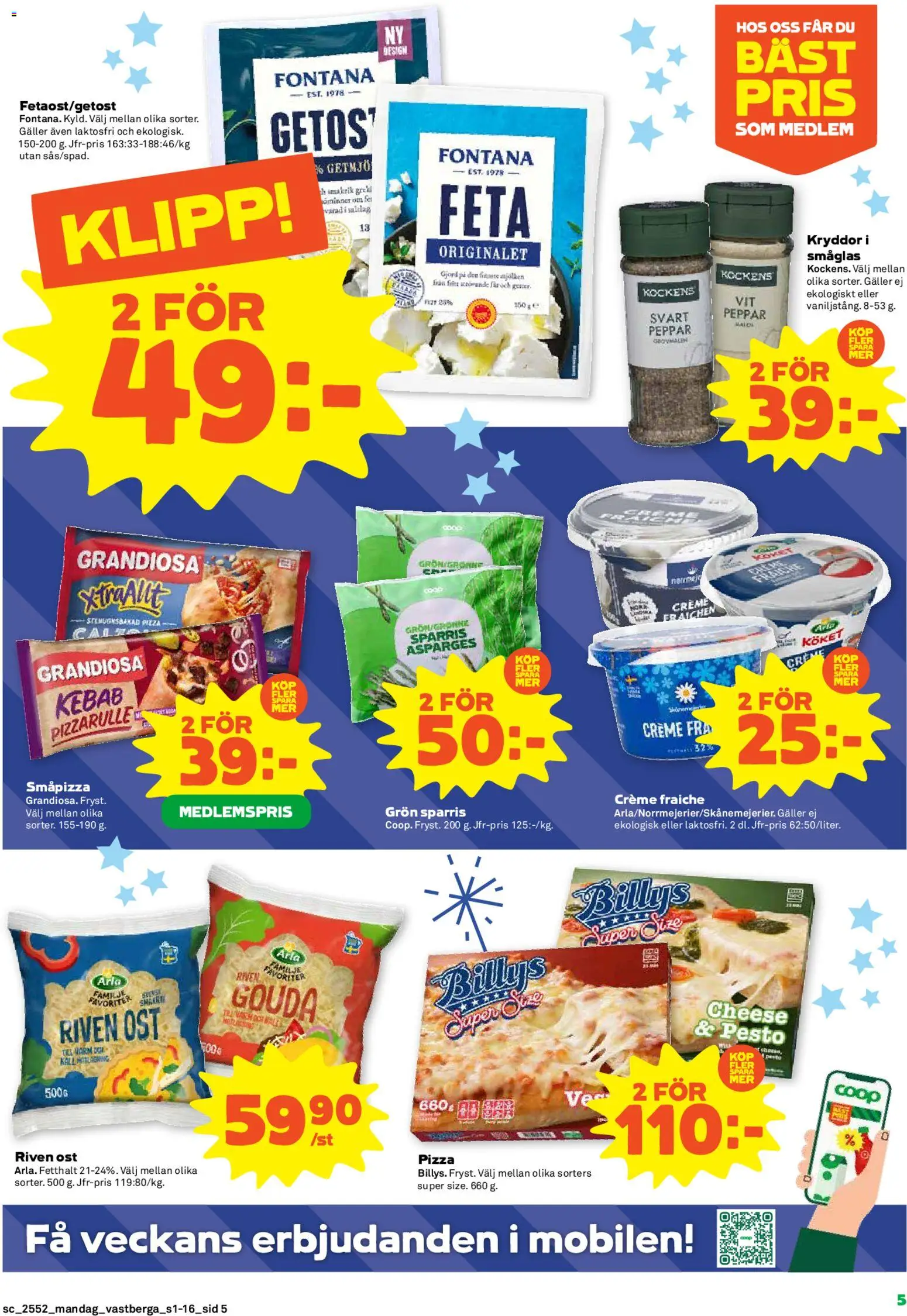 Jem & Fix reklamblad aktuell från 29.12.2025 | Sida: 5 | Produkter: Riven ost, Creme fraiche, Sparris, Pesto