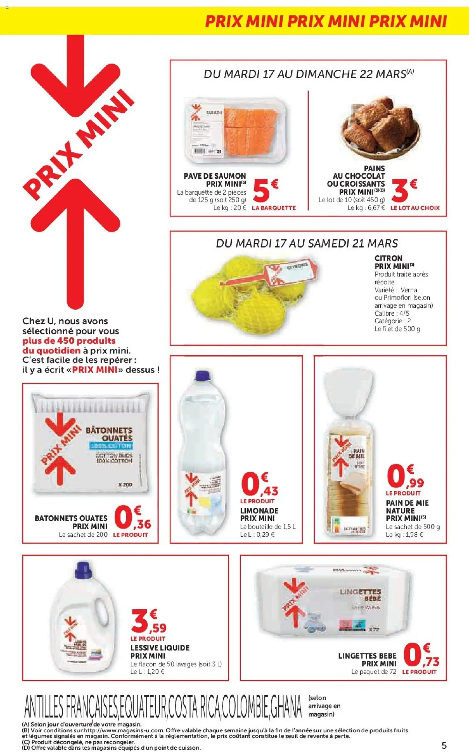 {H1} | Page: 5 | Produits: Pavé de saumon, Lessive Liquide, Pain, Saumon