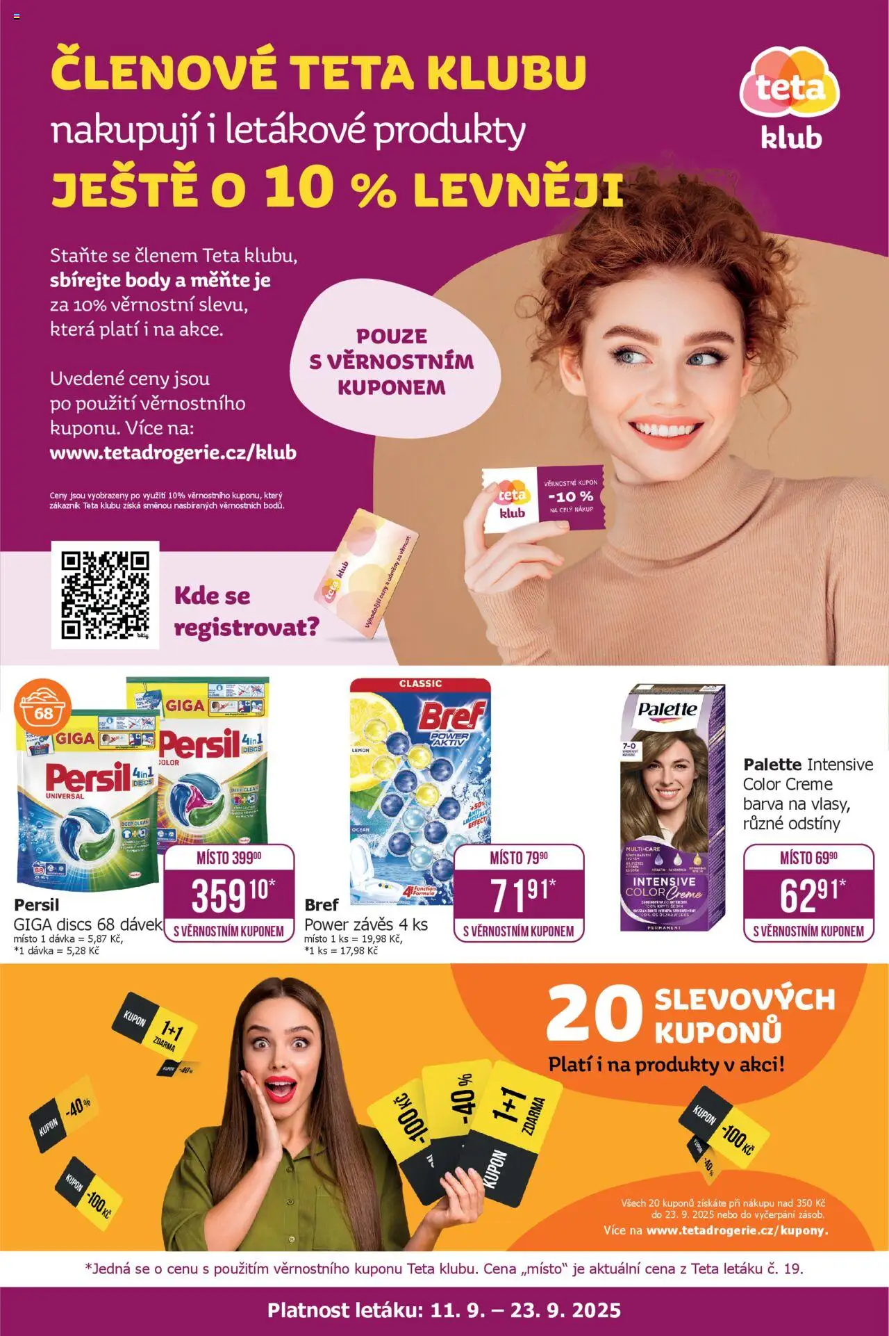 TETA Drogerie leták - Klub od 11.09.2025 | Strana: 1 | Produkty: Závěs, Body, Persil