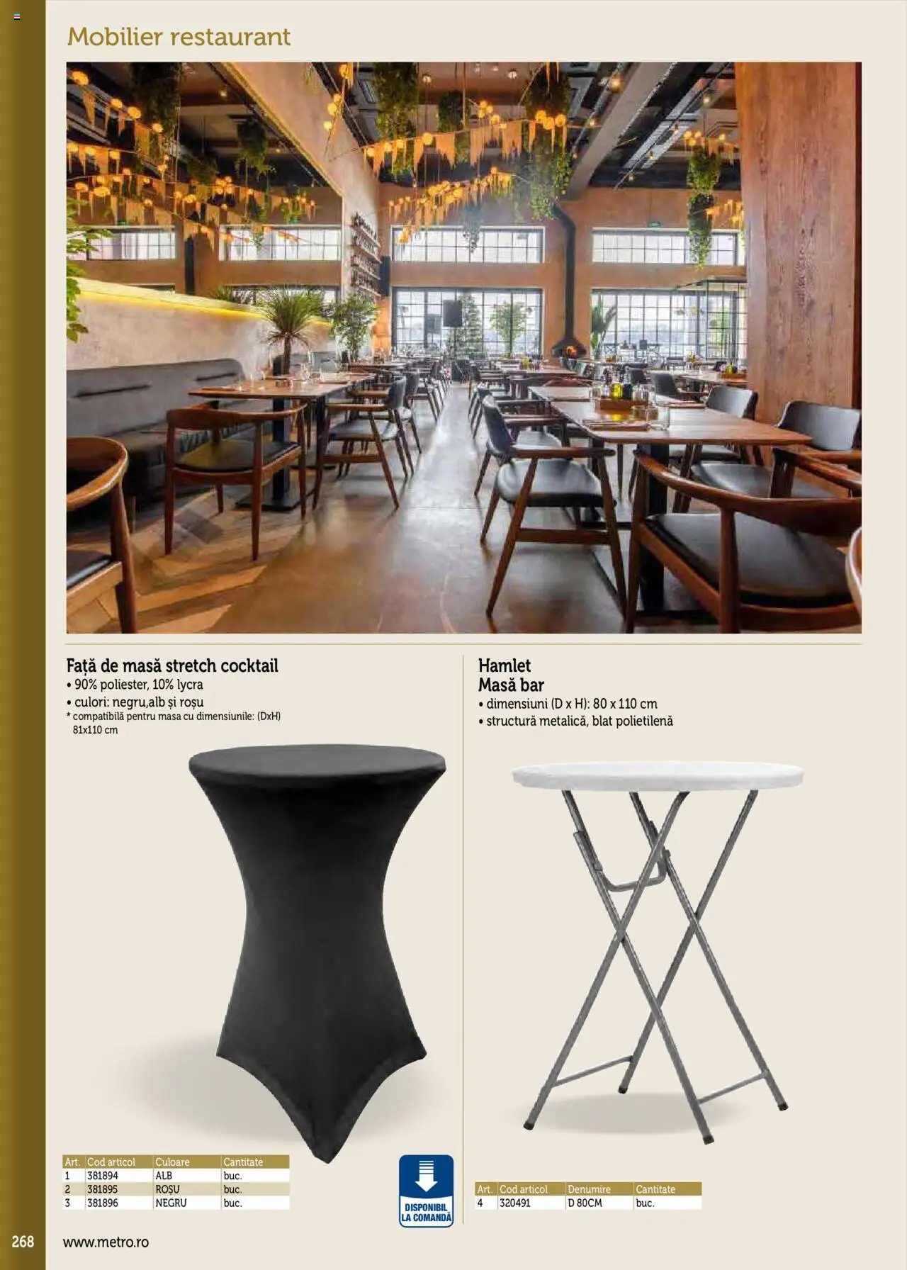 Noul catalog Metro – valabil de la 17.09.2025 | Pagină: 268 | Produse: Față de masă, Masă, Cocktail