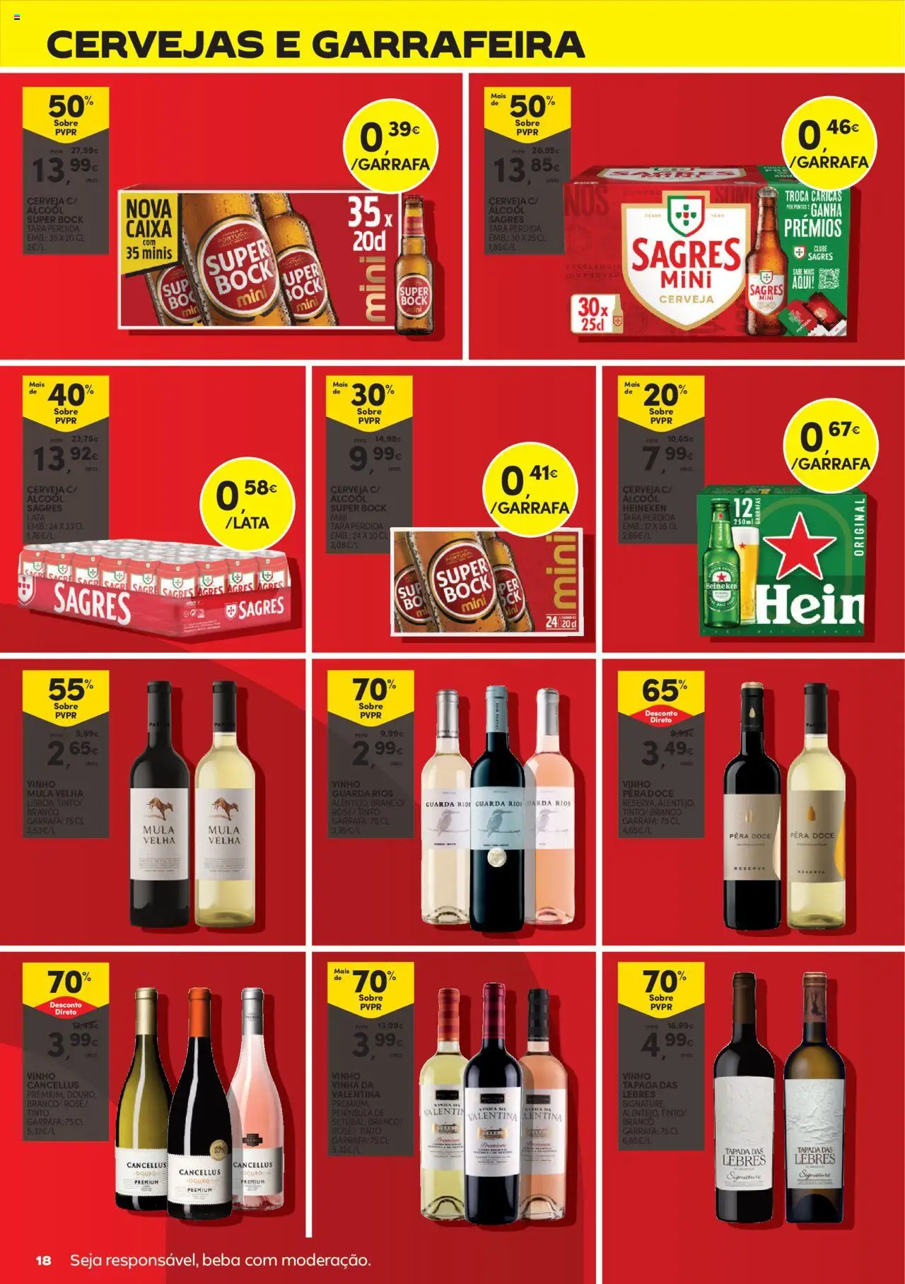 Continente - Packs Poupança: É de quem poupa em tudo │ válido de 16.09.2025 | Página: 18 | Produtos: Super bock, Pera doce vinho, Vinho, Cerveja