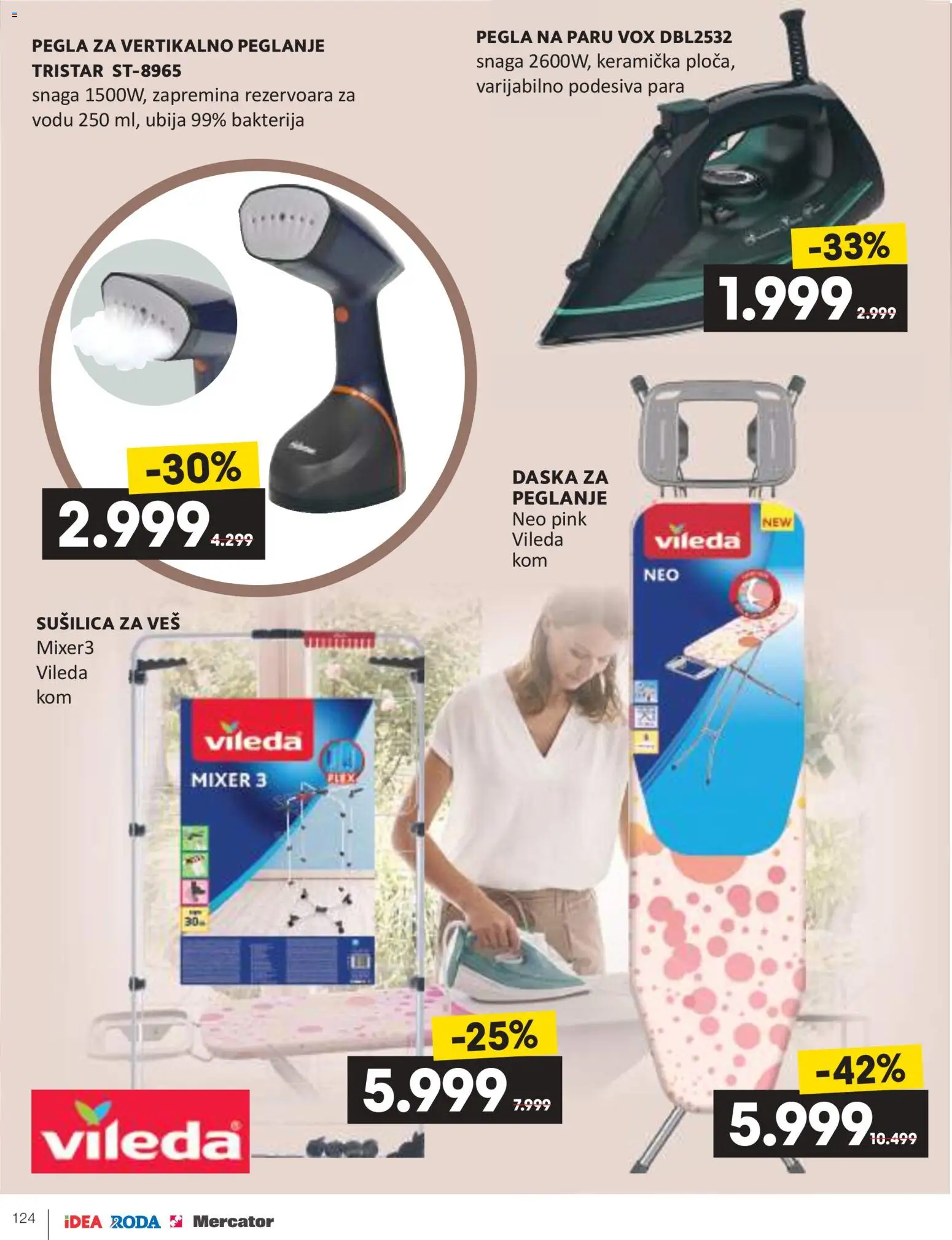 Roda katalog - važi od 09.04.2026 | Strana: 124 | Proizvode: Pegla, Vileda, Sušilica za veš, Pegla na paru