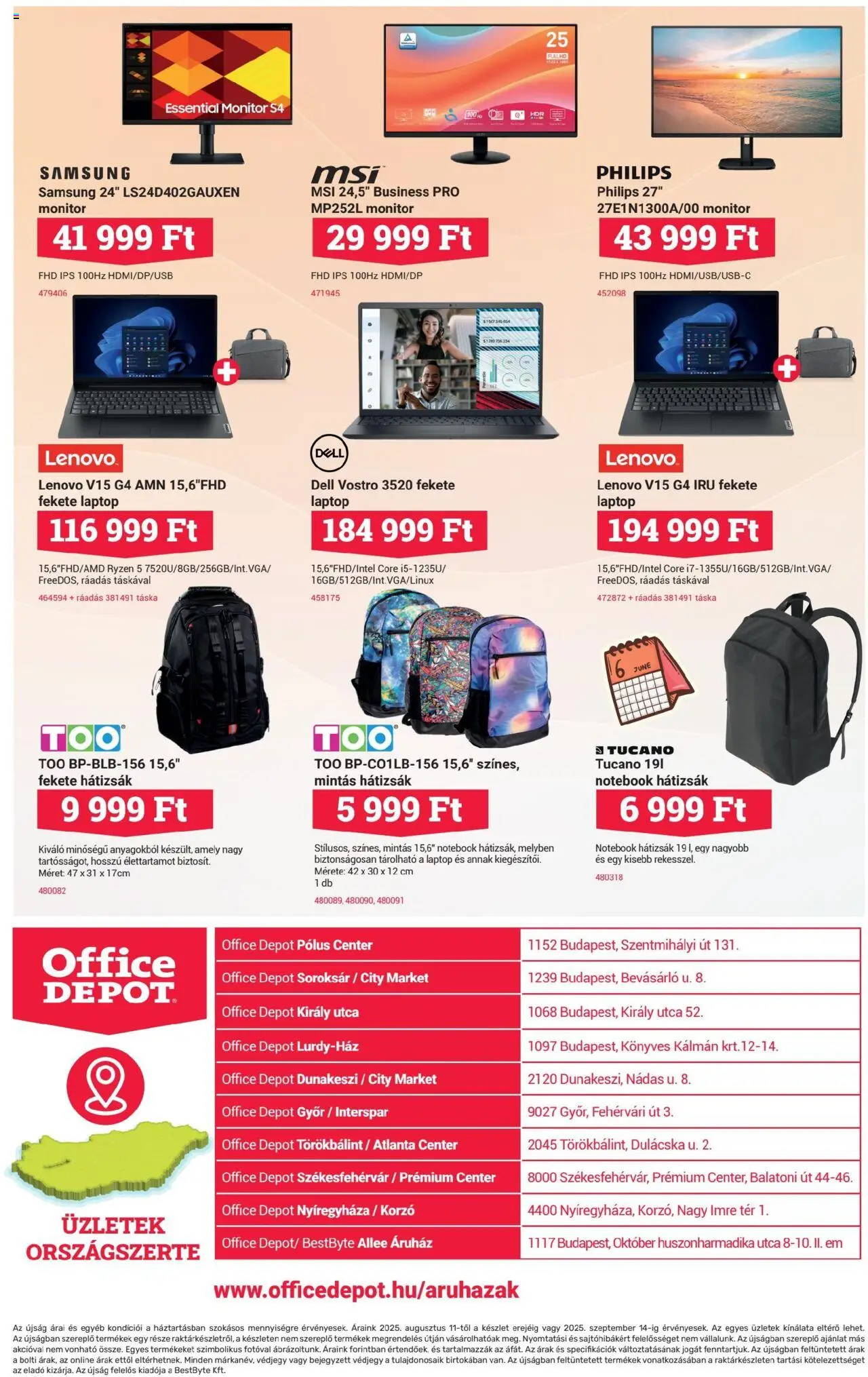 Office Depot akciós ujság - amely érvényes a következő dátumtól: 12.08.2025 | Oldal: 20 | Termékek: Hátizsák, Laptop, Monitor, Táska