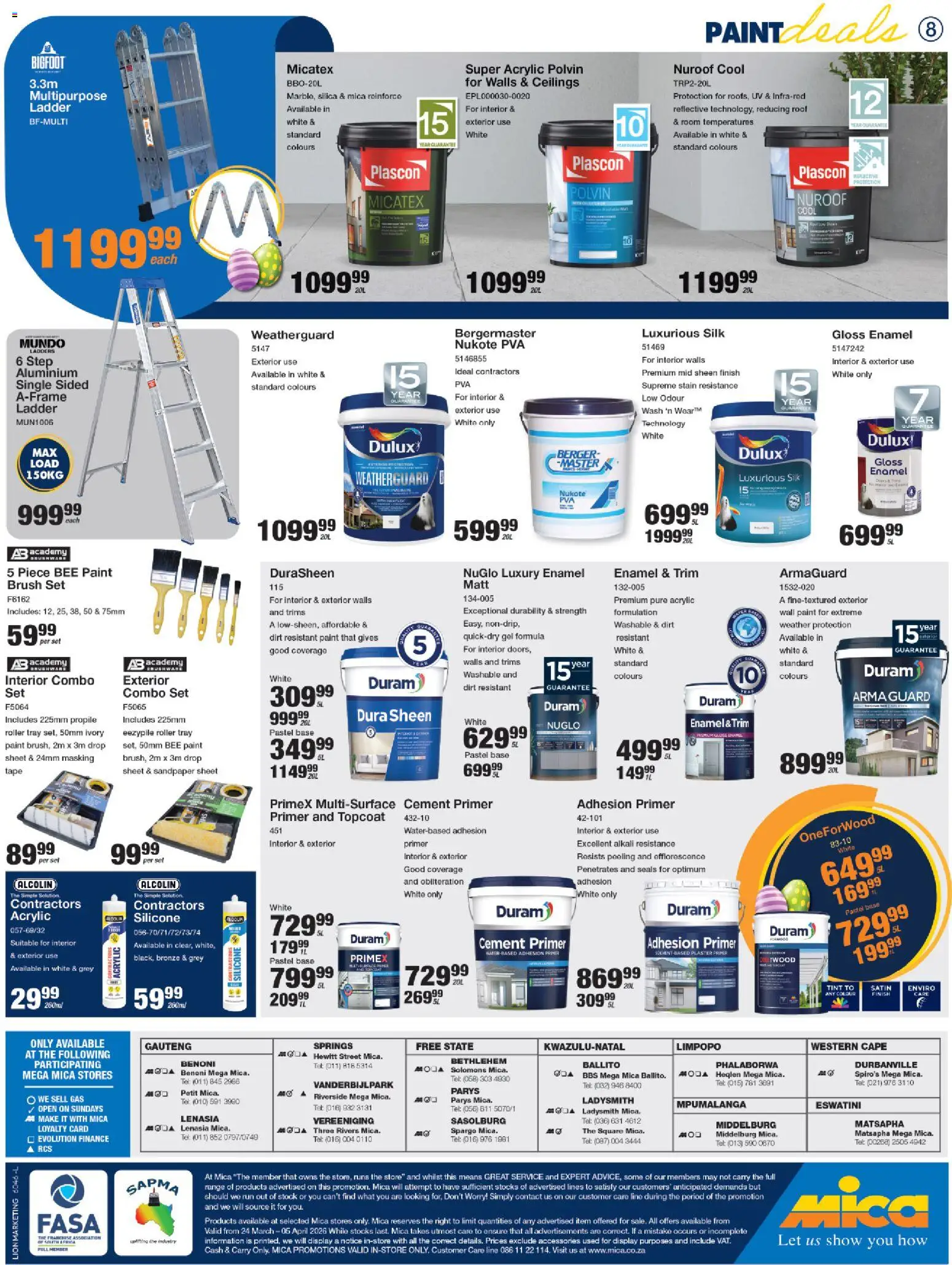 New MICA catalogue – valid from 24.03.2026 | Page: 8 | Products: Primer, Gloss, Tray, Cement