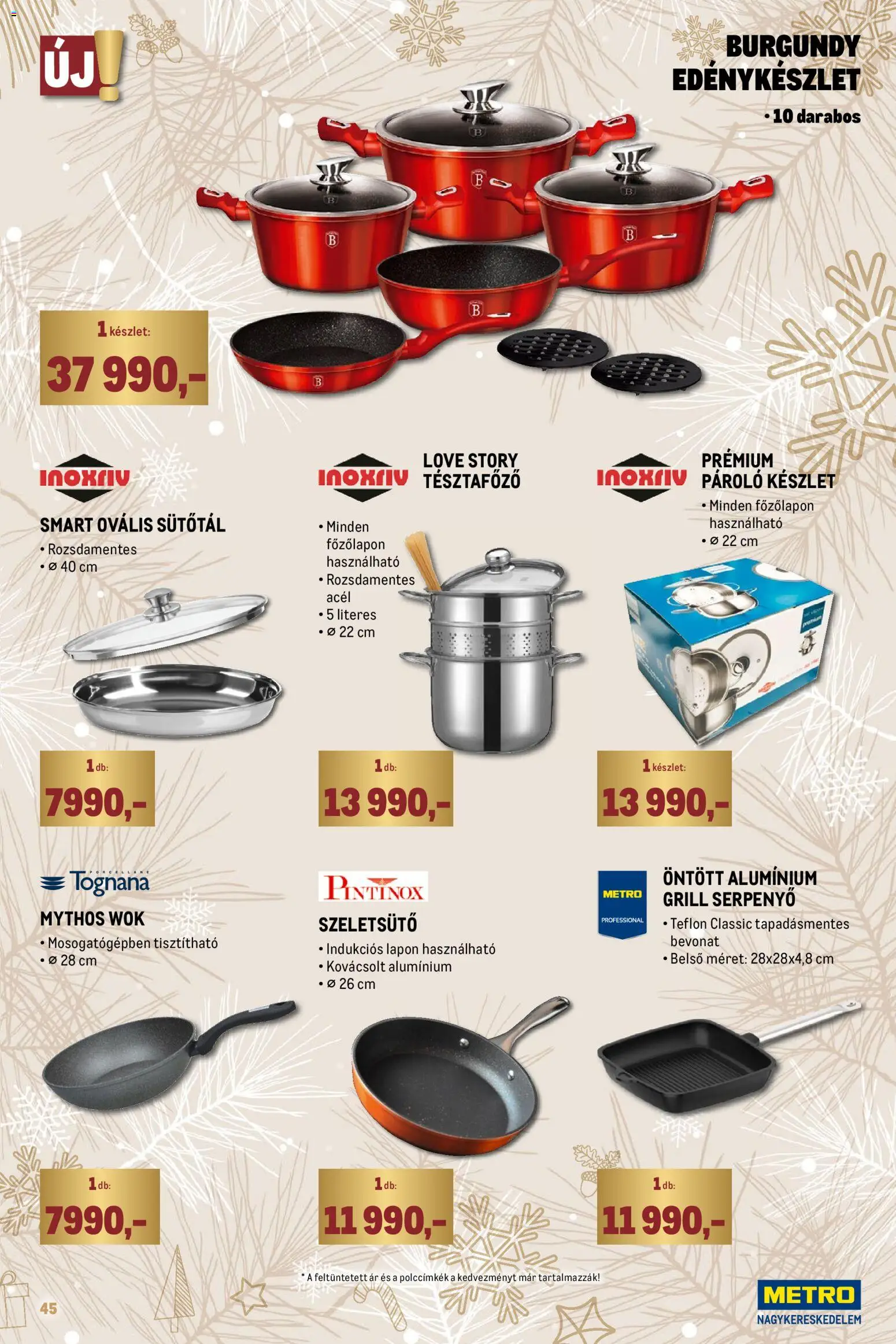 Metro akciós ujság - amely érvényes a következő dátumtól: 02.11.2025 | Oldal: 45 | Termékek: Grill, Edénykészlet, Serpenyő