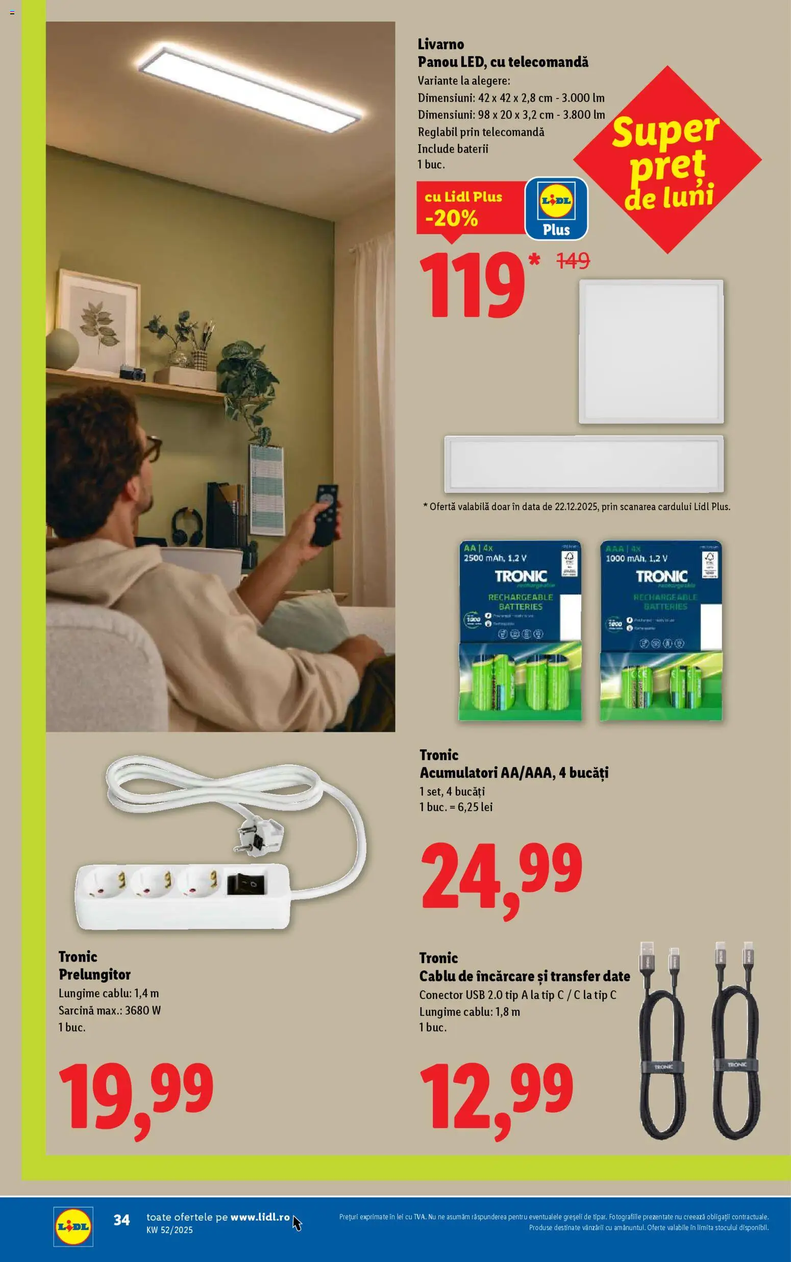 Noul catalog Lidl – valabil de la 22.12.2025 | Pagină: 34 | Produse: Cablu, Conector, Babak, Baterii