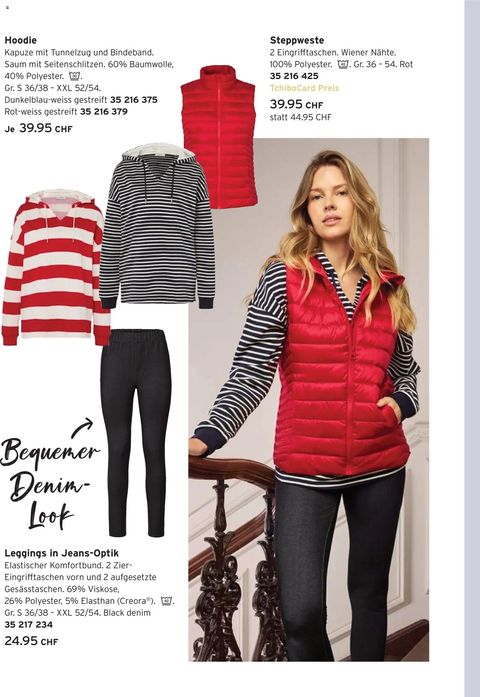 Tchibo Aktionen Lieblingslooks – gültig ab 24.02.2026 | Seite: 8 | Produkte: Steppweste, Leggings, Hoodie