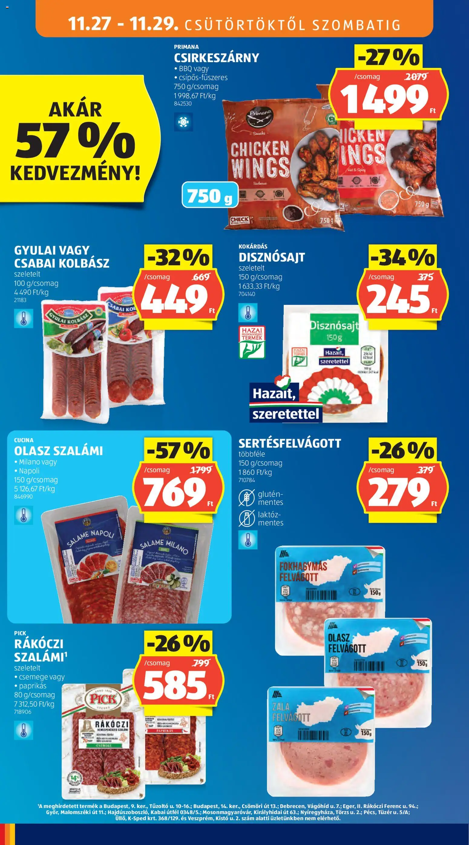 Aldi akciós ujság - amely érvényes a következő dátumtól: 27.11.2025 | Oldal: 10 | Termékek: Kolbász, Pick, Csabai kolbász, Felvágott