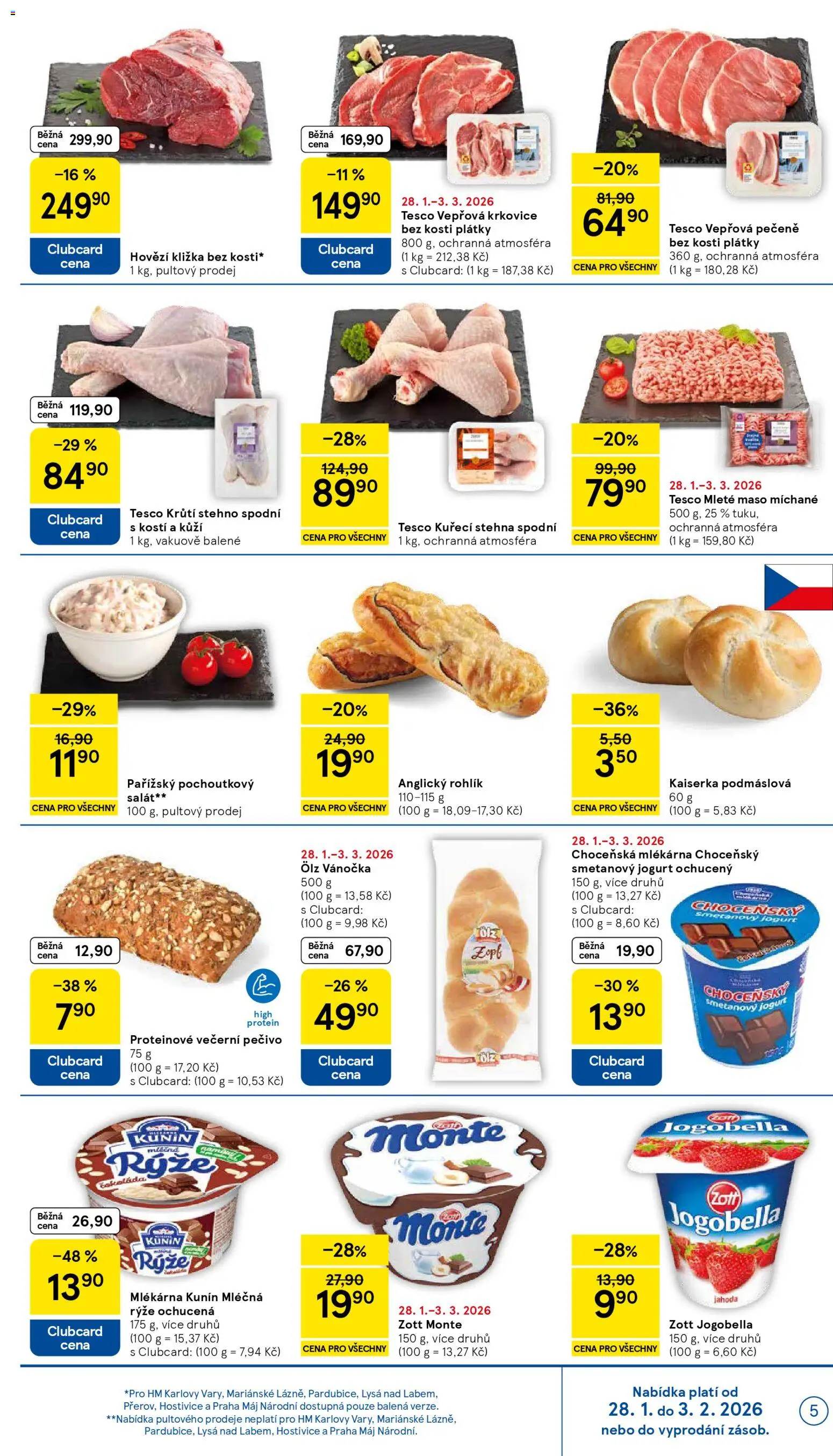 Tesco leták - Hypermarket od 28.01.2026 | Strana: 5 | Produkty: Čokoláda, Vánočka, Krkovice, Vepřová krkovice