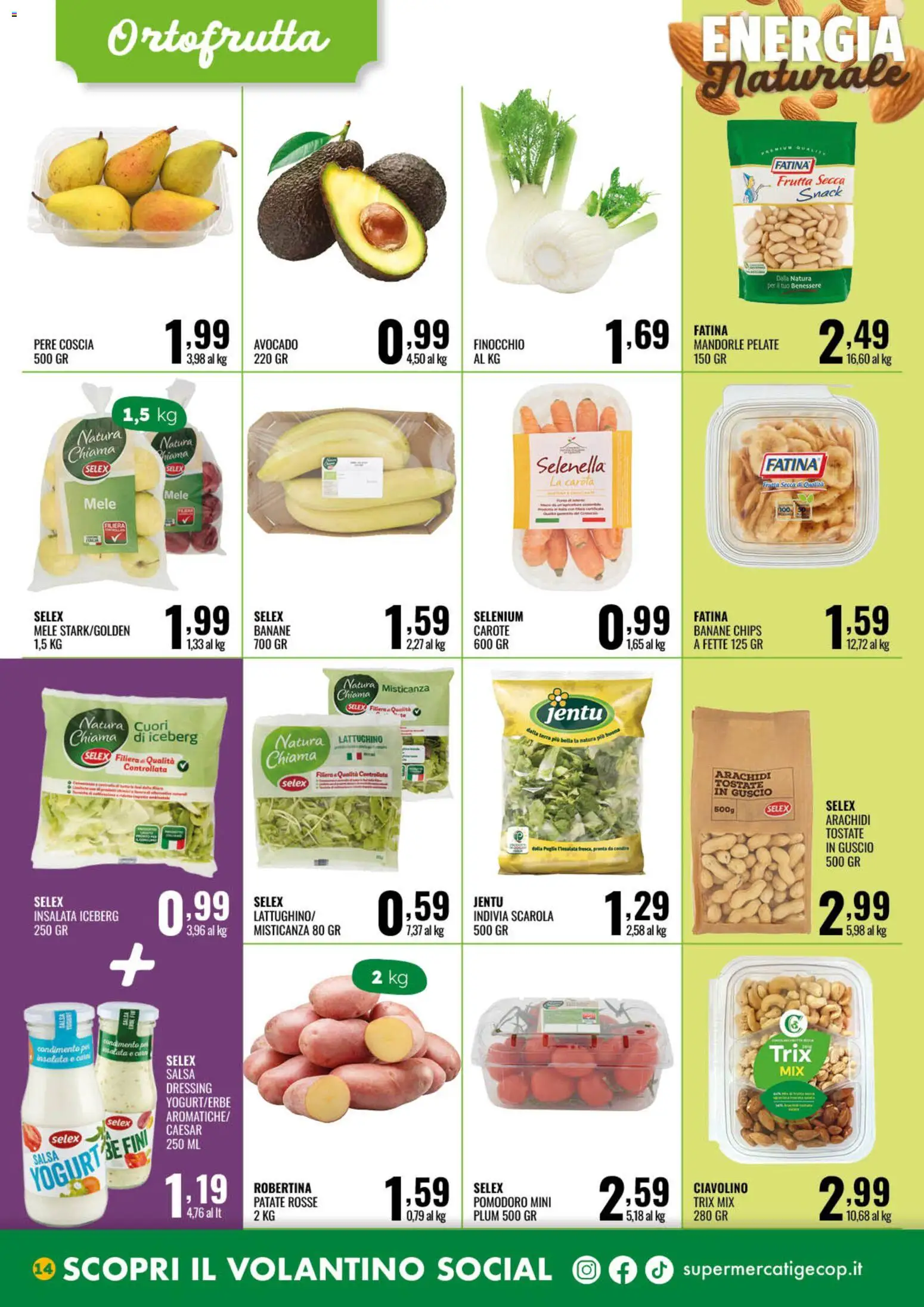 Volantino GECOP del 07.04.2026 | Pagina: 14 | Prodotti: Banane, Salsa, Carote, Mandorle