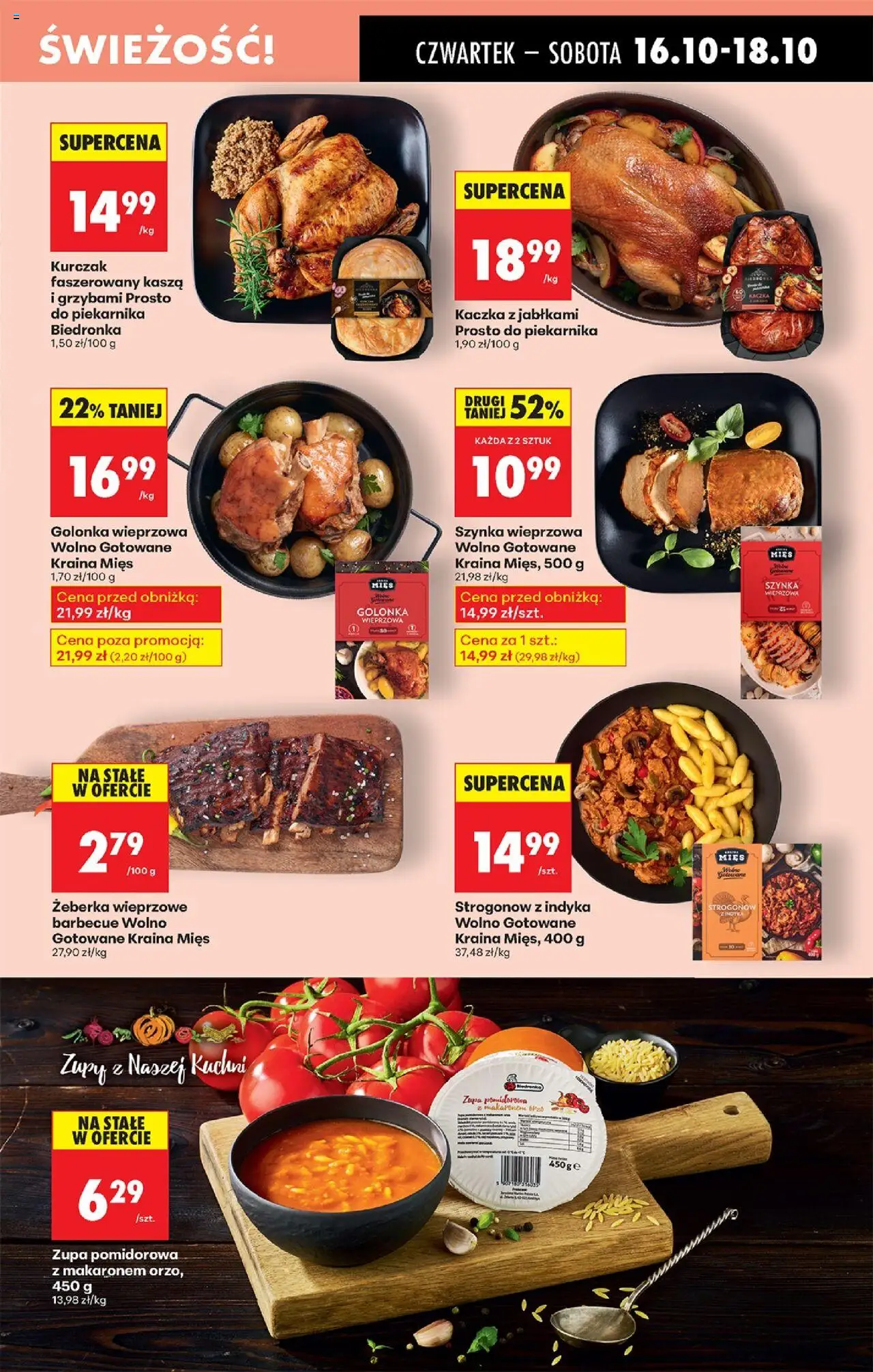 Biedronka gazetka - Oferta w tym tygodniu od 16.10.2025 | Strona: 27 | Produkty: Kraina mięs, Kaczka z jabłkami, Wolno gotowane, Zupa