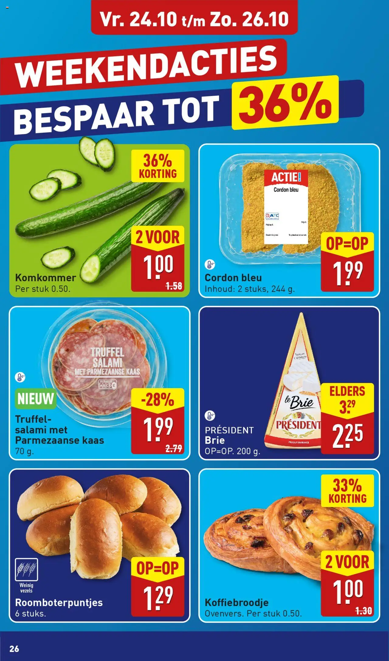 {H1} | Pagina: 26 | Producten: Komkommer, Kaas, Salami, Gewicht