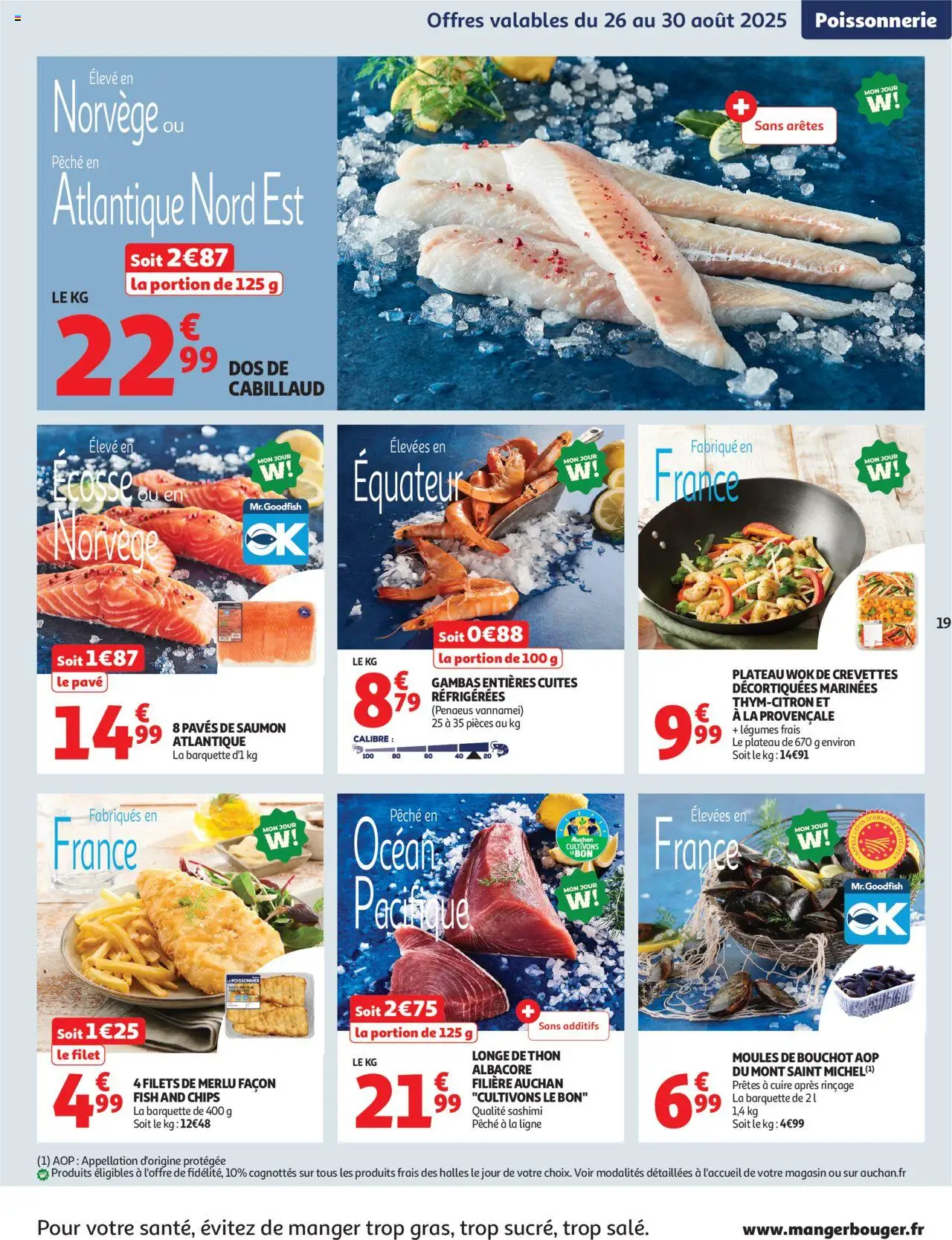  | Page: 19 | Produits: Poissonnerie, Thon, Dos de cabillaud, Saumon
