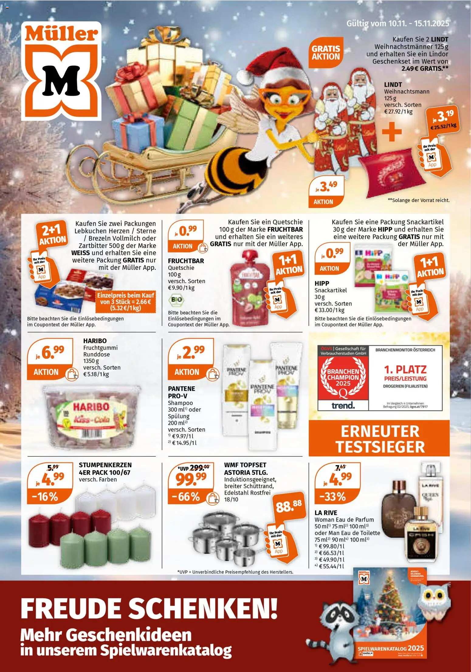 Müller Flugblatt gültig ab 10.11.2025 | Seite: 1 | Produkte: Toilette, Parfüm, Shampoo, Spülung