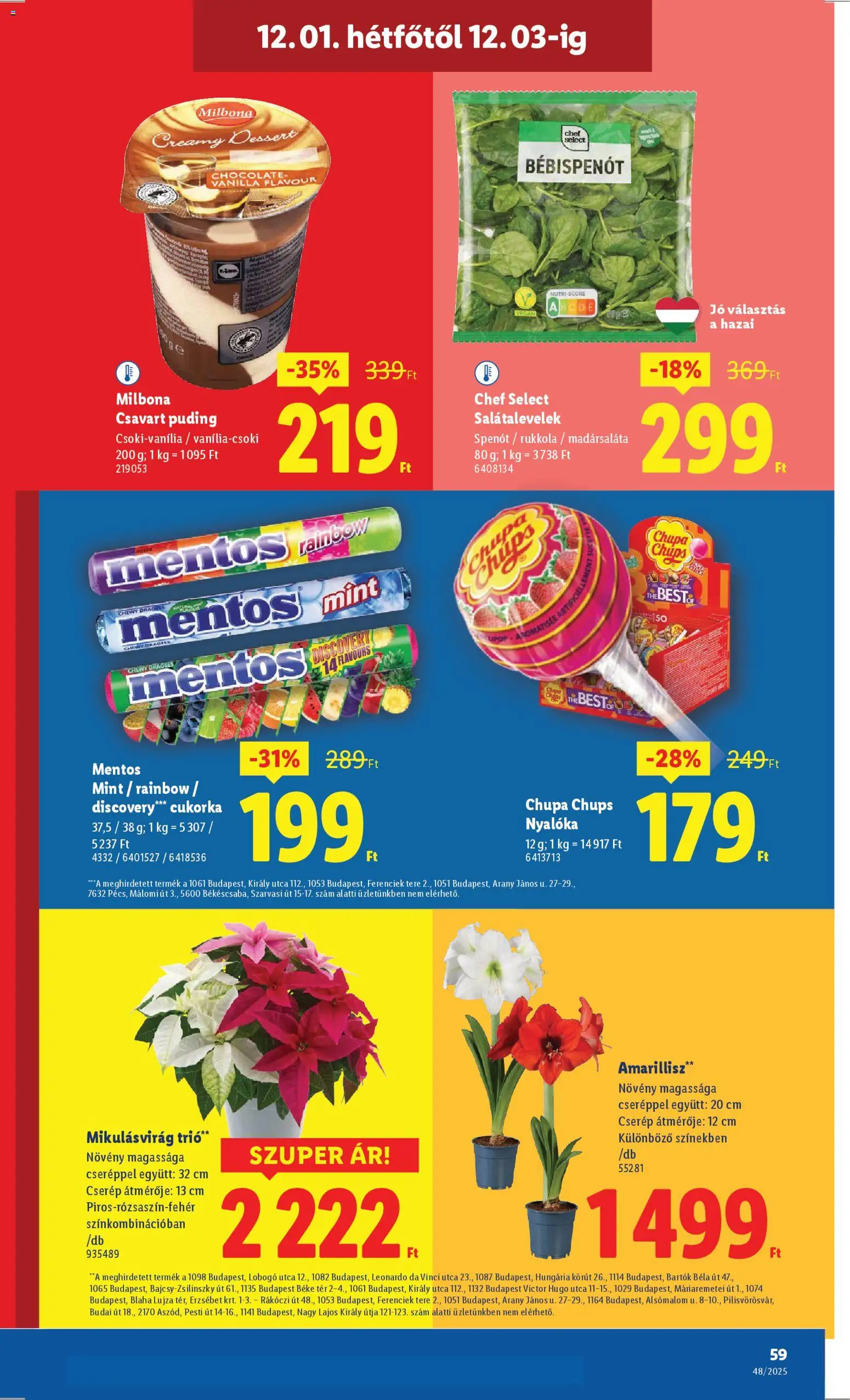 Lidl akciós ujság - amely érvényes a következő dátumtól: 27.11.2025 | Oldal: 59 | Termékek: Puding, Nyalóka, Cukorka, Spenót