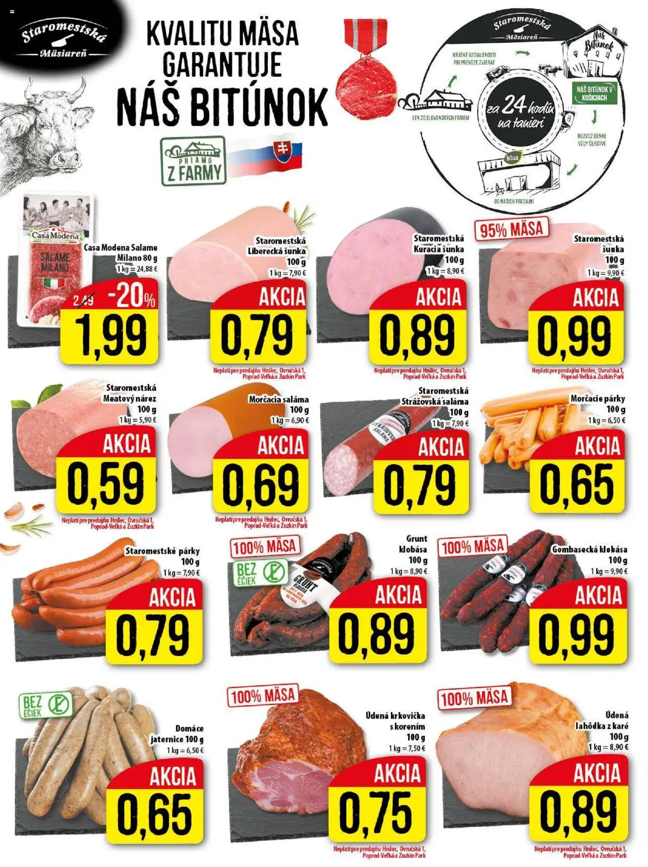 Nové Klas akcie – leták je platný od 06.10.2025 | Strana: 4 | Produkty: Šunka, Klobása, Krkovička, Párky