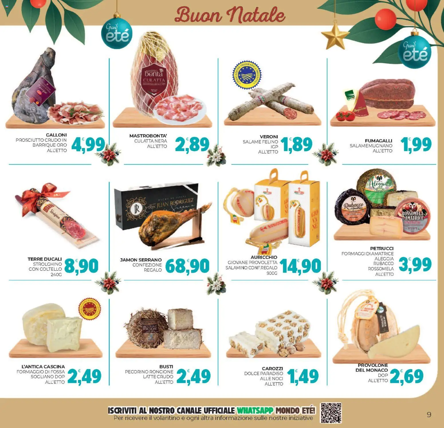 Volantino Eté del 12.12.2025 | Pagina: 9 | Prodotti: Prosciutto Crudo, Provolone, Latte, Formaggio