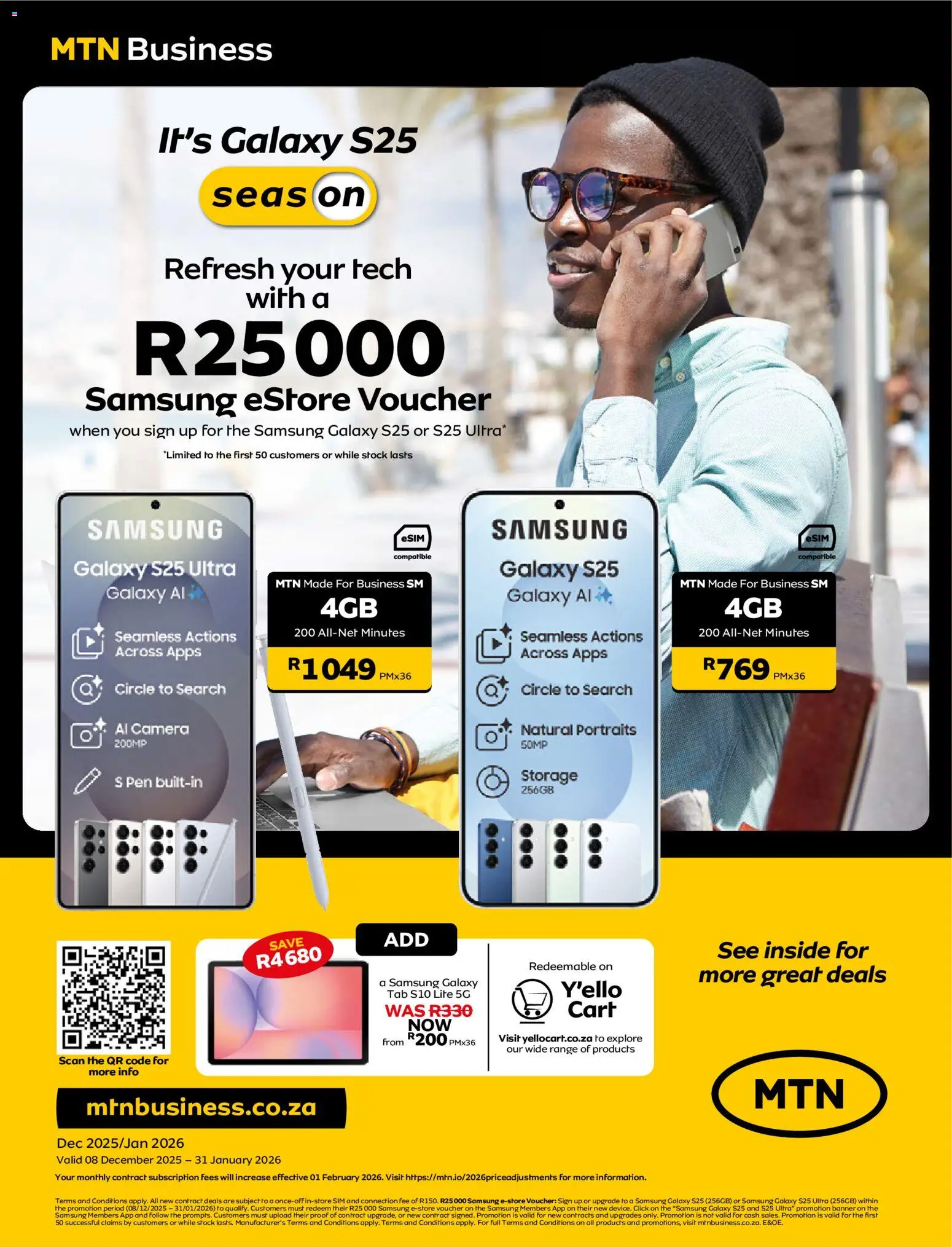 New MTN catalogue – valid from 08.12.2025 | Page: 1 | Products: Sim, Camera, Pen, Stock