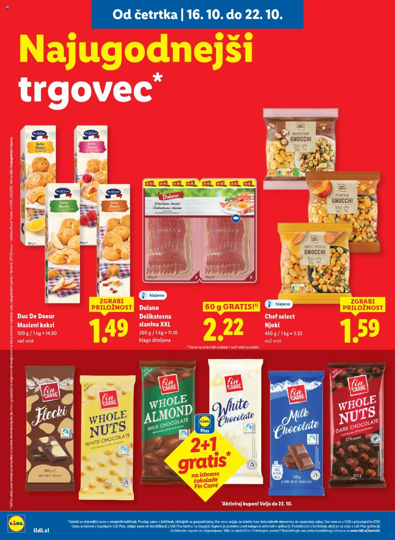 Novi Lidl katalog ponudbe – veljaven od 16.10.2025 | Stran: 10 | Izdelki: Keksi, Slanina, Njoki