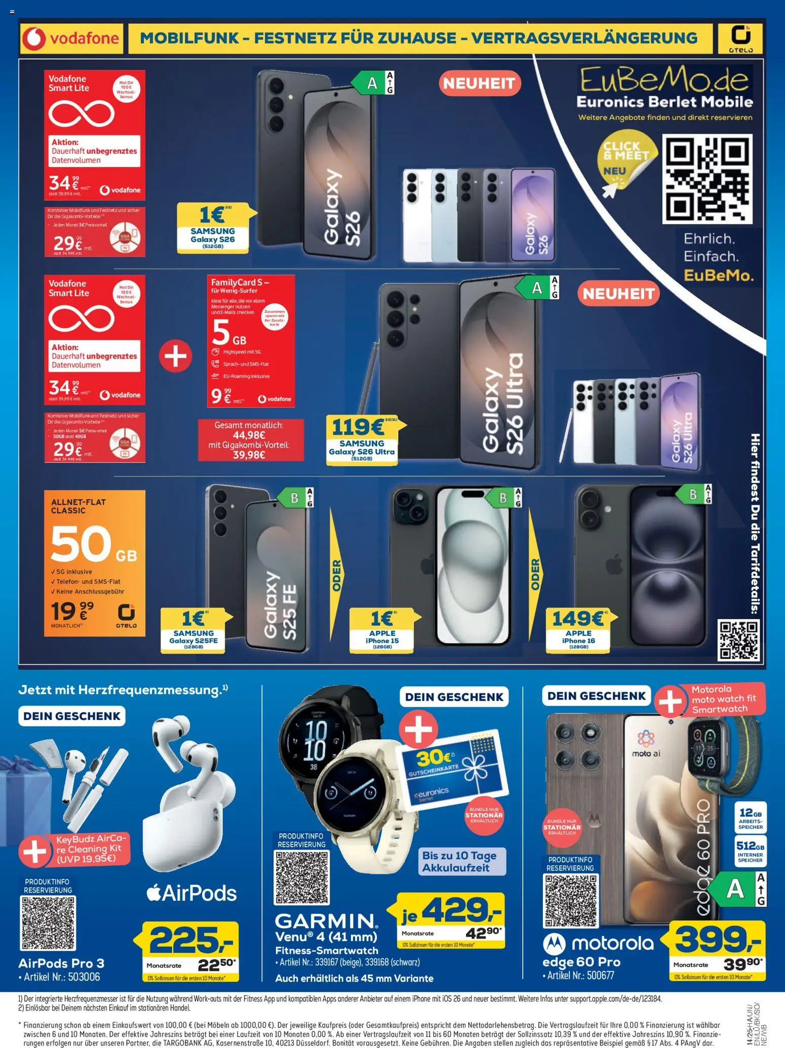 Euronics Prospekt Berlet – gültig ab 26.03.2026 | Seite: 14 | Produkte: Smartwatch, Airpods, Samsung, Apple