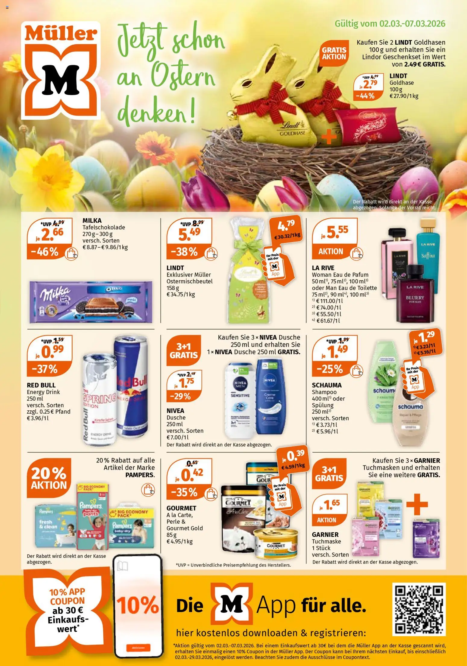 Müller Prospekt 	 – gültig ab 02.03.2026 | Seite: 1 | Produkte: Energy, Toilette, Lindt, Tuchmaske