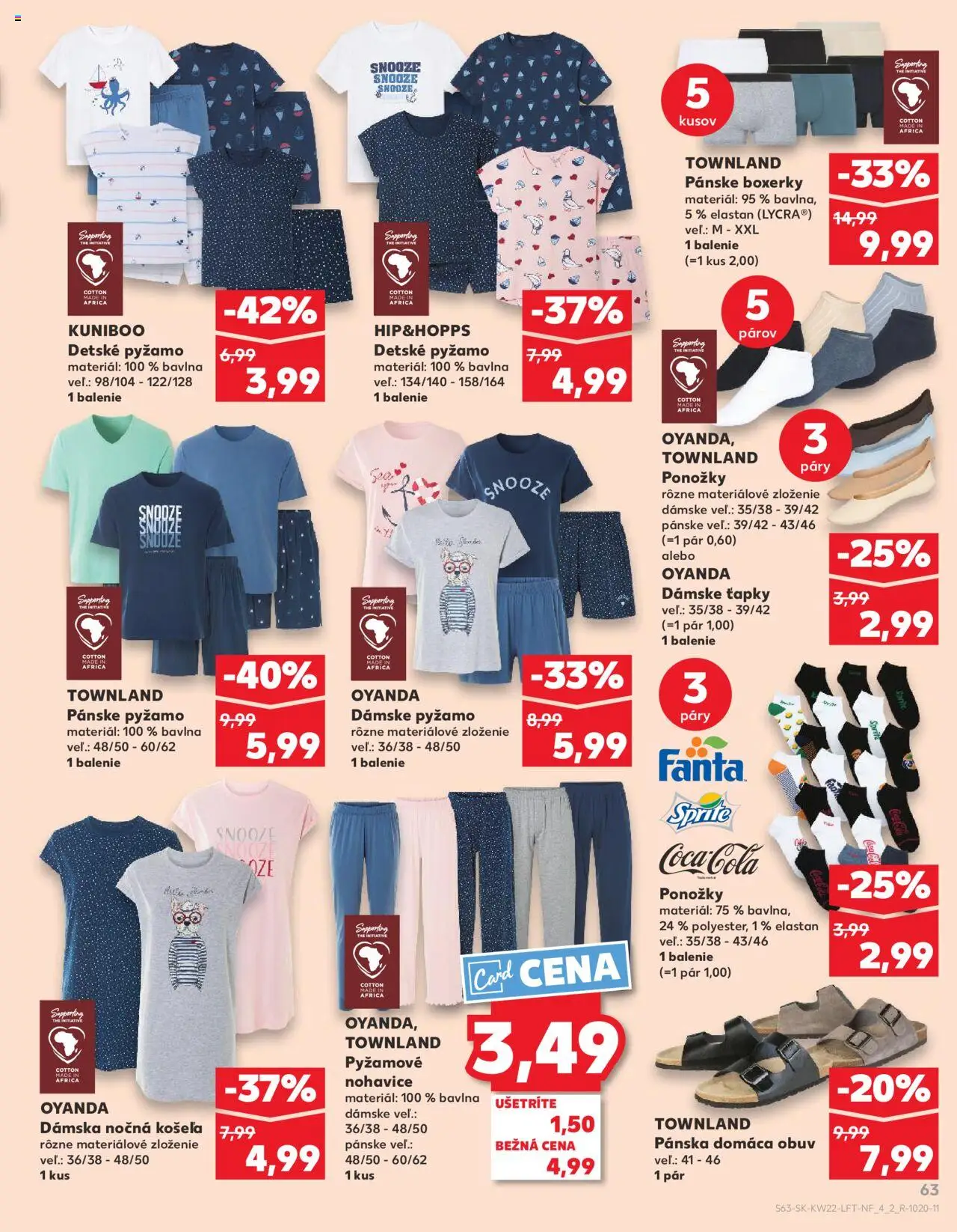 Nové Kaufland akcie – leták je platný od 29.05.2025 | Strana: 63 | Produkty: Nohavice, Ponožky, Pyžamo, Fanta