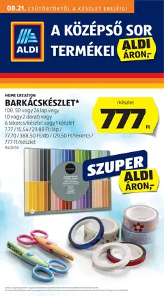 Aldi - Középső sor termékei - amely érvényes a következő dátumtól: 21.08.2025