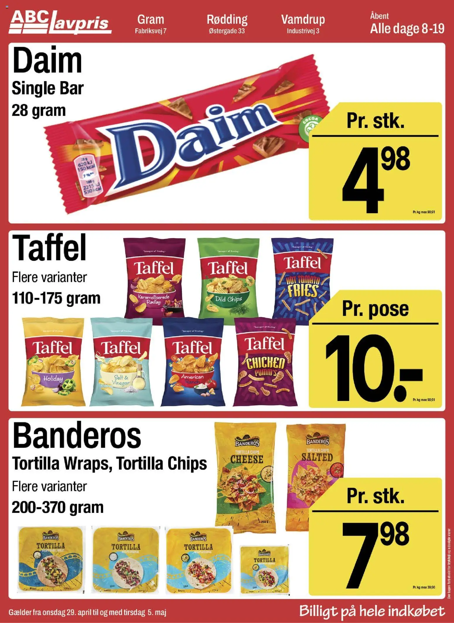Abc Lavpris tilbudsavis – gyldig fra 29.04.2026 | Side: 3 | Produkter: Chips, Rødløg, Dild, Salt