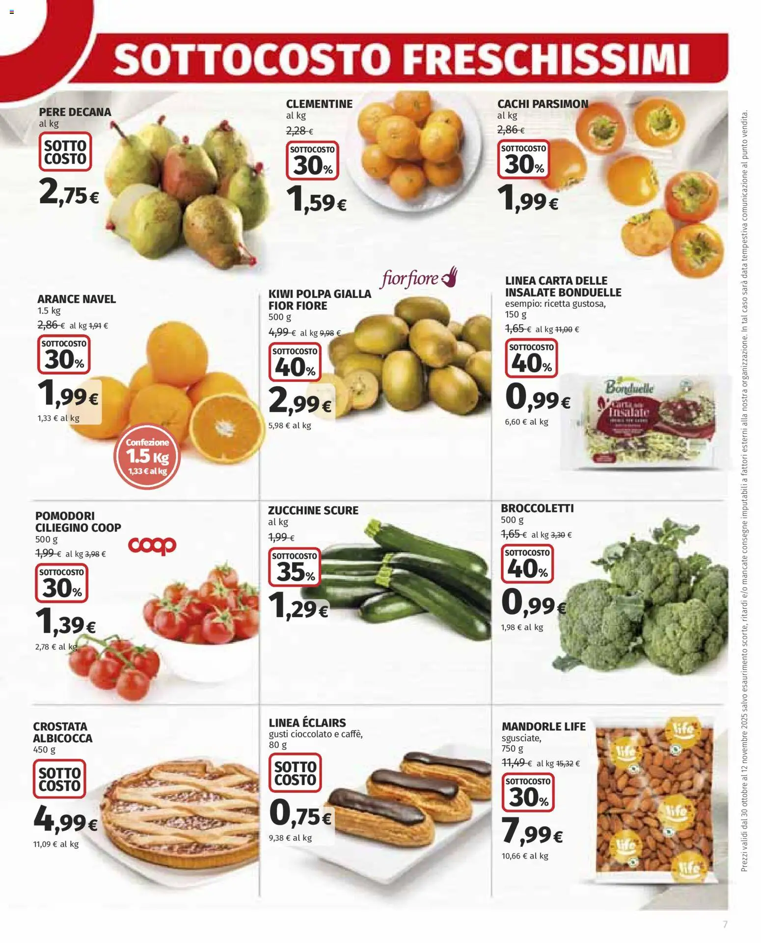 Volantino COOP del 30.10.2025 | Pagina: 7 | Prodotti: Arance, Kiwi, Broccoletti, Cachi