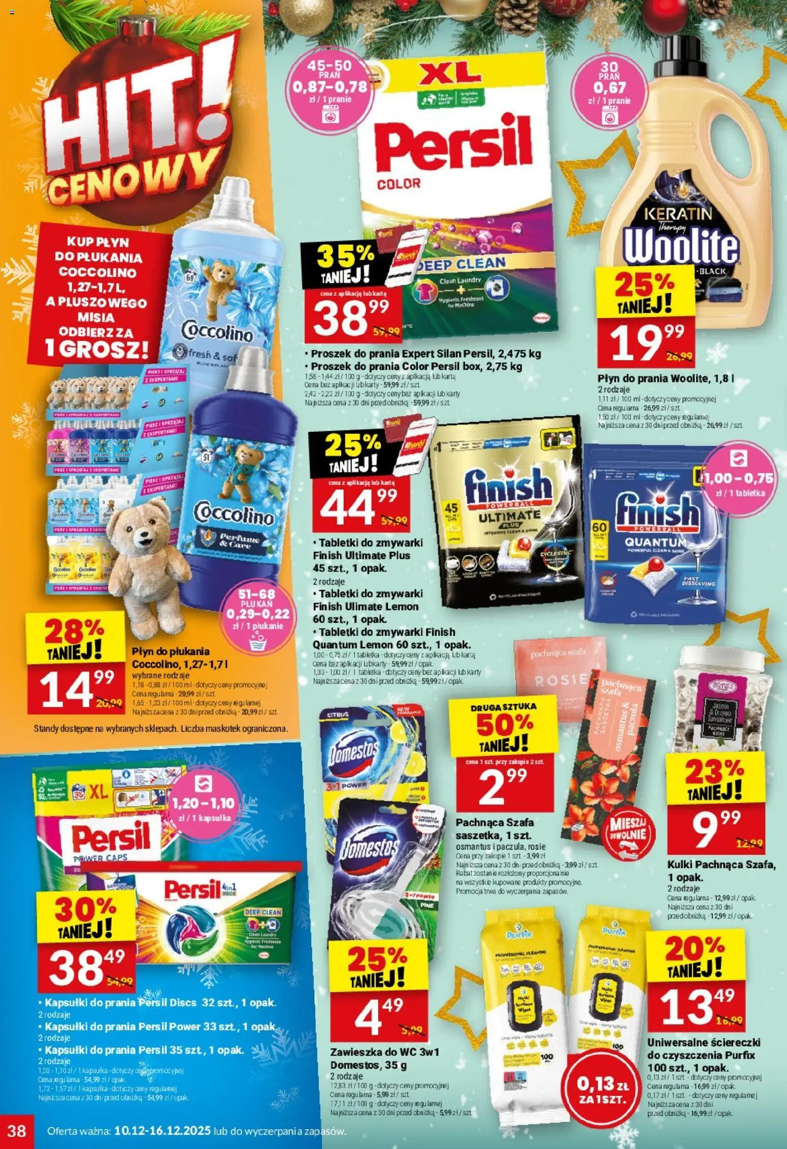 Twój Market Gazetka od 10.12.2025 | Strona: 38 | Produkty: Szafa, Domestos, Kapsułki do prania, Tabletki do zmywarki Finish