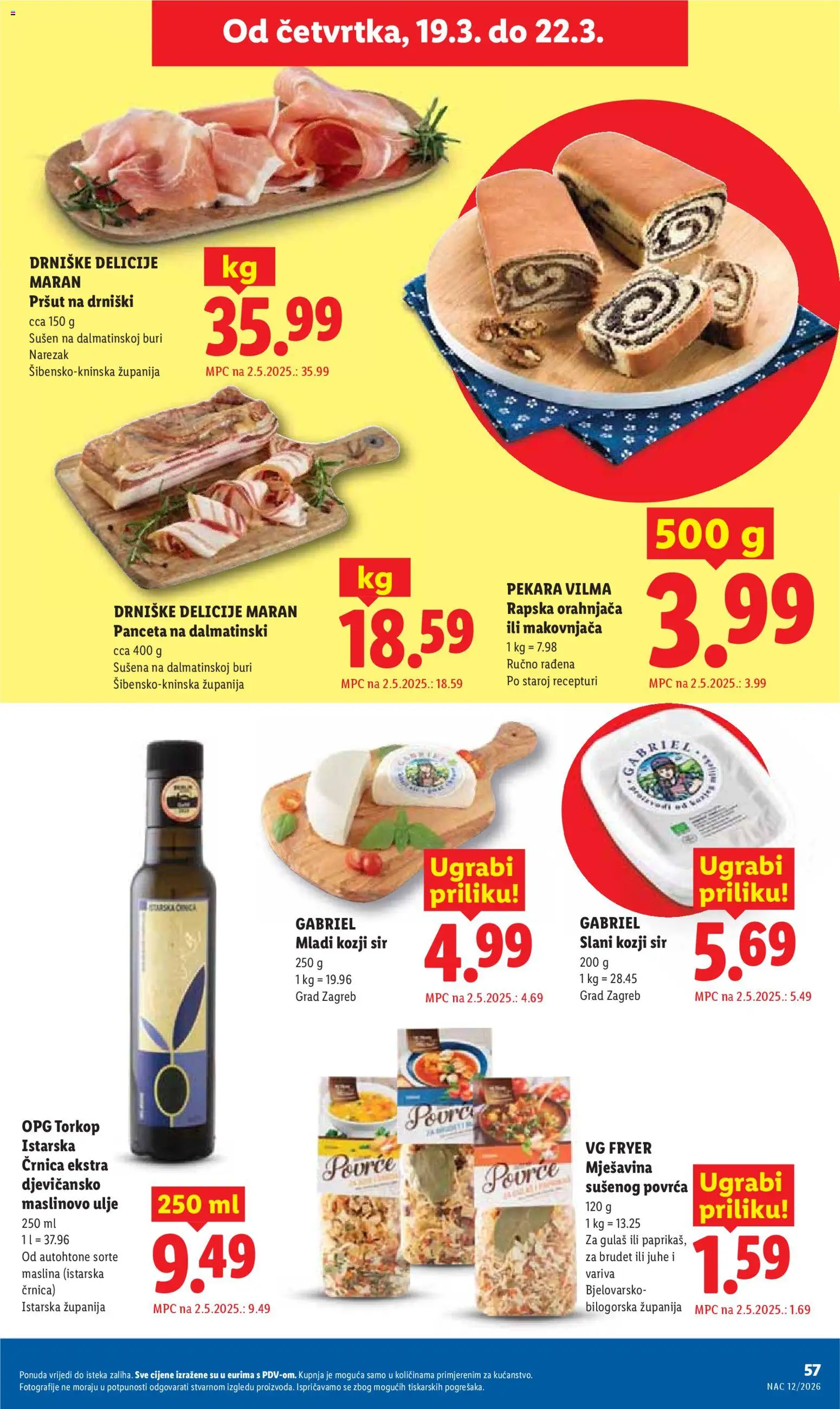 Lidl katalog | vrijedi od 16.03.2026 | Stranica: 57 | Proizvodi: Pekara, Sir, Pršut, Panceta